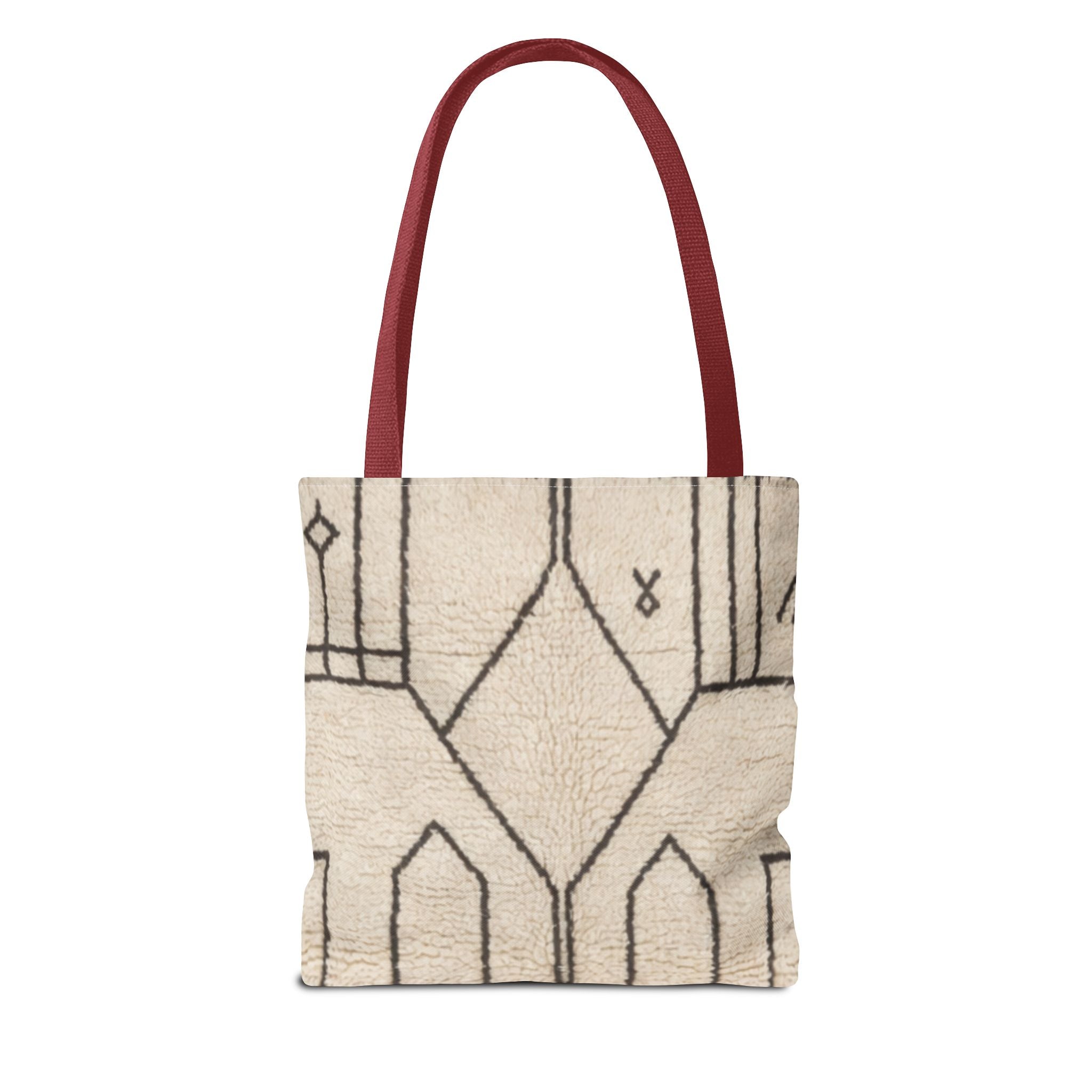 Neutral Geometric Diamond Pattern Tote Bag | Minimal Line Art