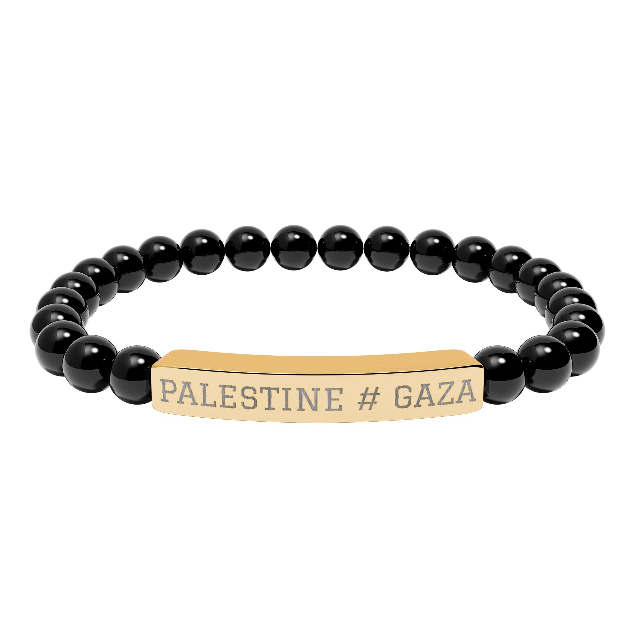 Palestine Engraved Bar Bracelet Natural Stone Stretch Bracelet | Beaded ID Bracelet