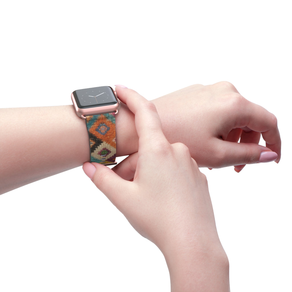 Bohemian Kilim Pattern Watch Band | Southwestern Geometric Apple Watch Strap