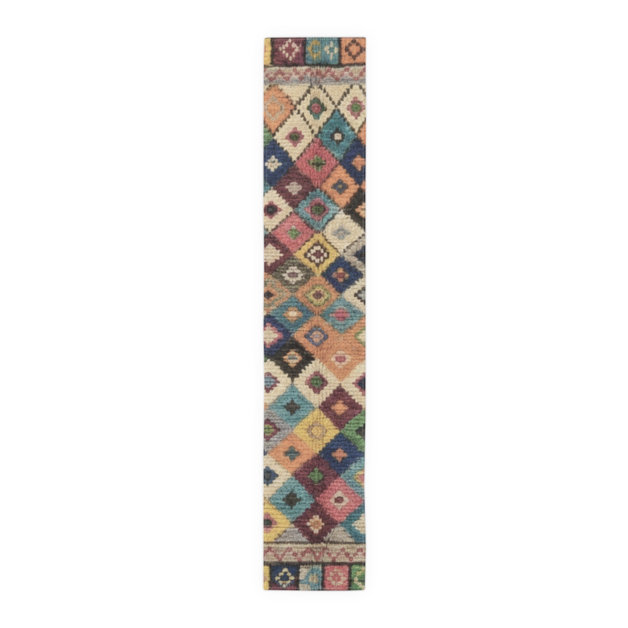 Colorful Kilim Diamond Pattern Table Runner | Cotton Poly
