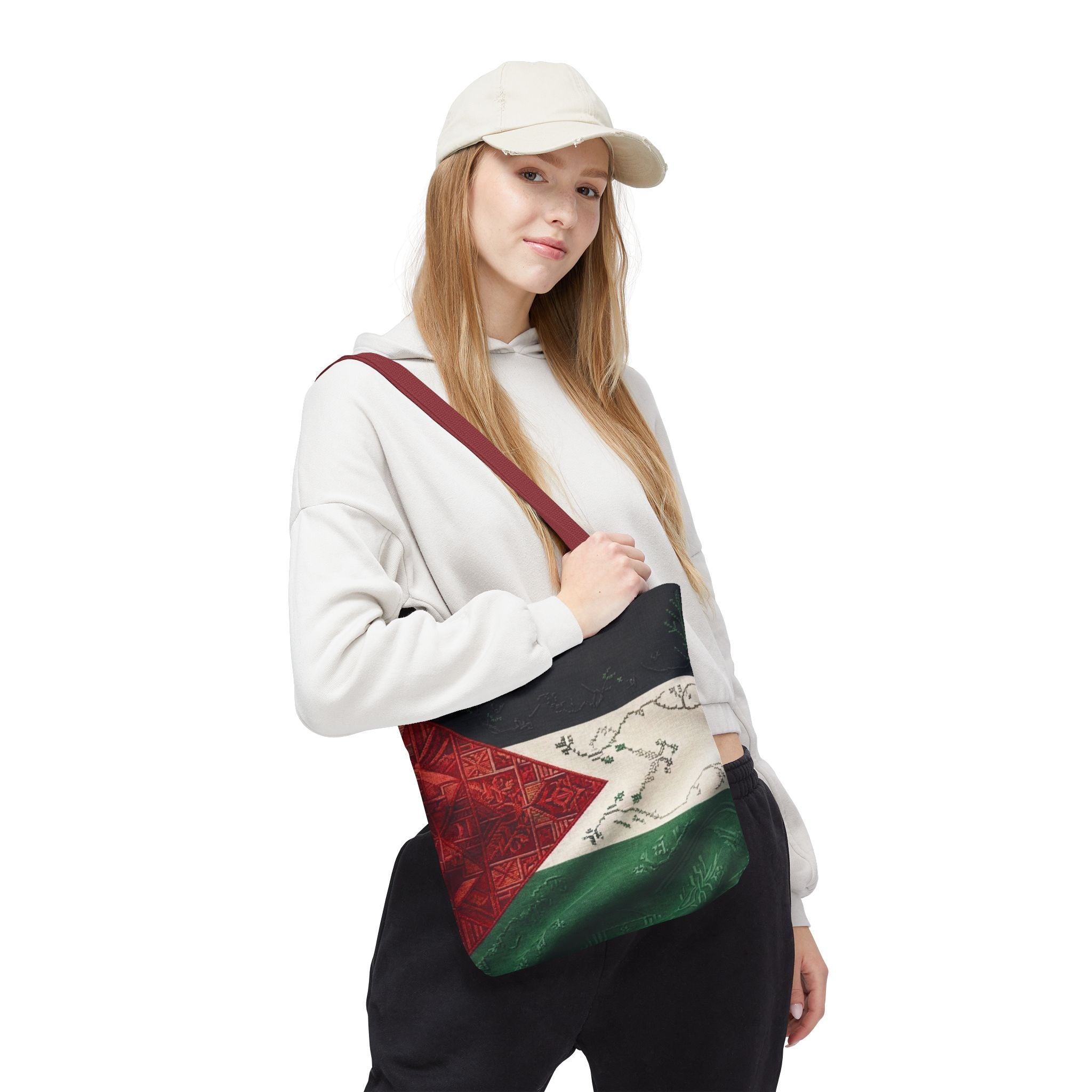 Palestine Flag Pattern Tote Bag | AOP Palestinian Textile Design