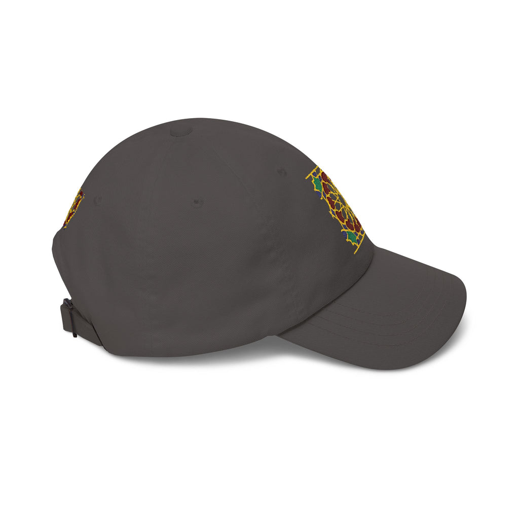 Floral Moroccan Mosaic Embroidered Dad Cap | White Cotton Baseball Hat