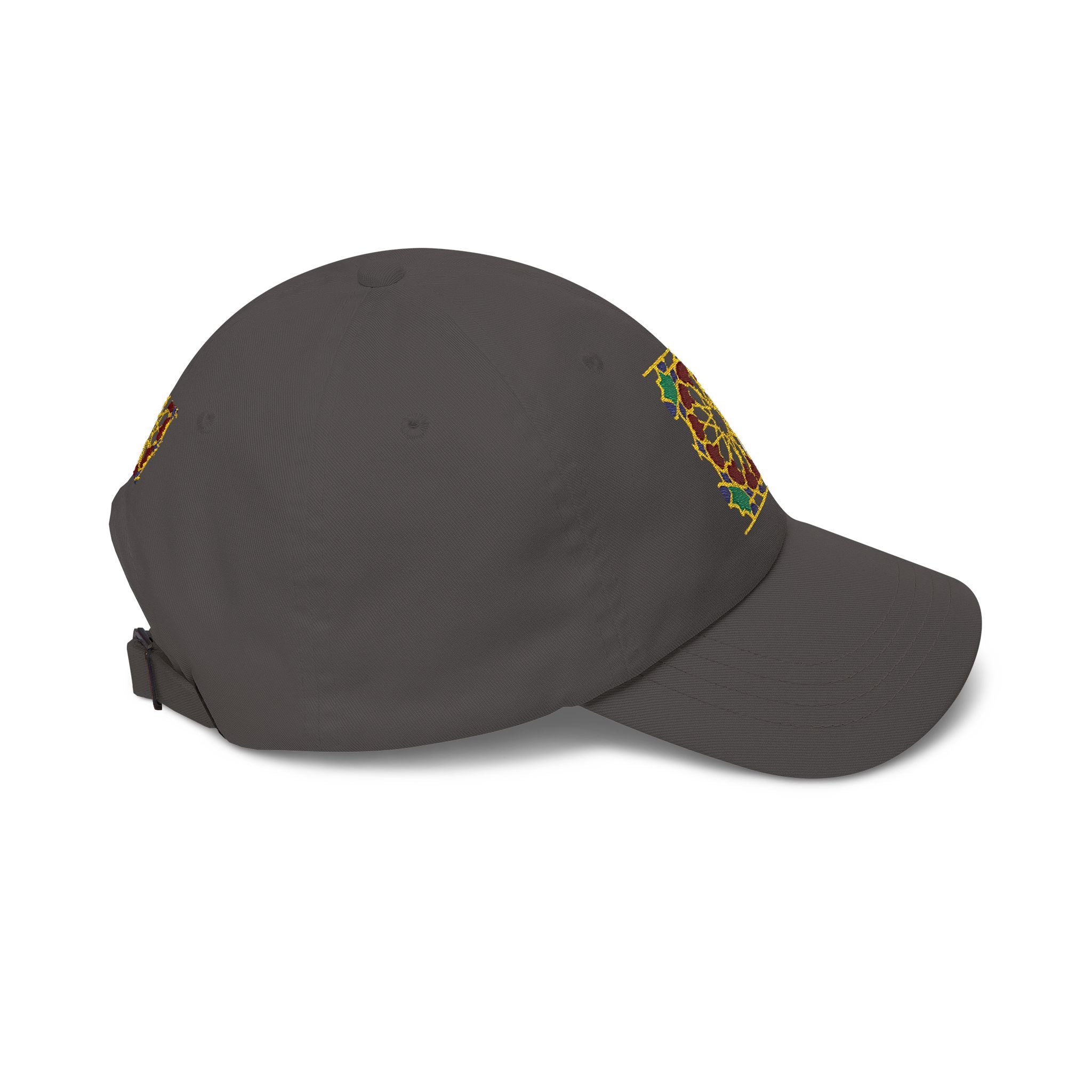 Floral Moroccan Mosaic Embroidered Dad Cap | White Cotton Baseball Hat