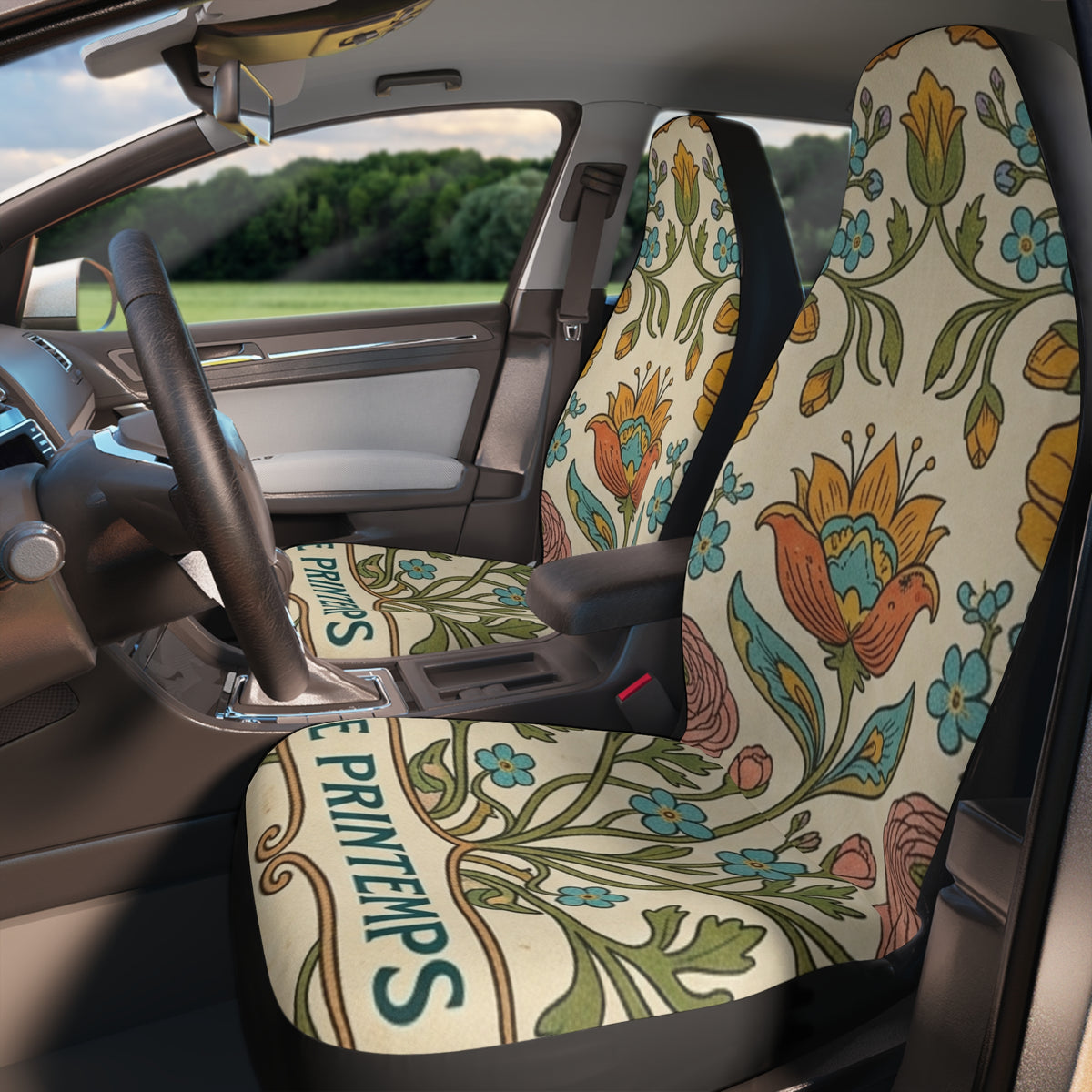 Vintage Floral Spring Car Seat Covers | Le Printemps Flower Design