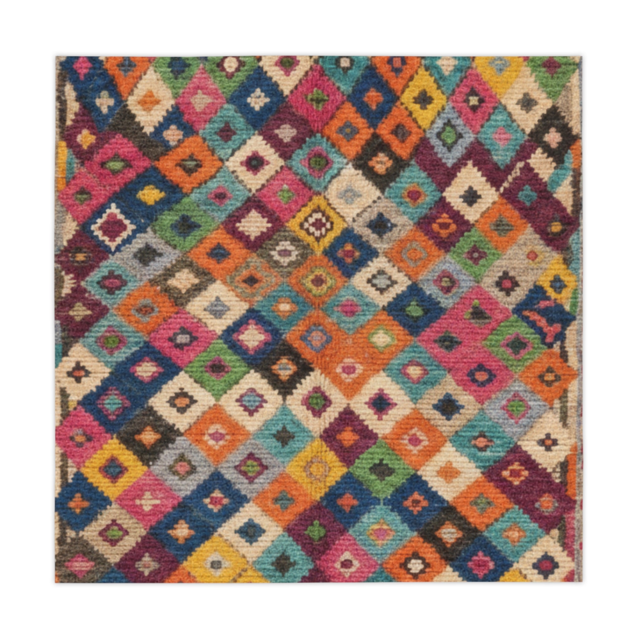 Colorful Ikat Diamond Pattern Tablecloth | Boho Kitchen Dining Decor