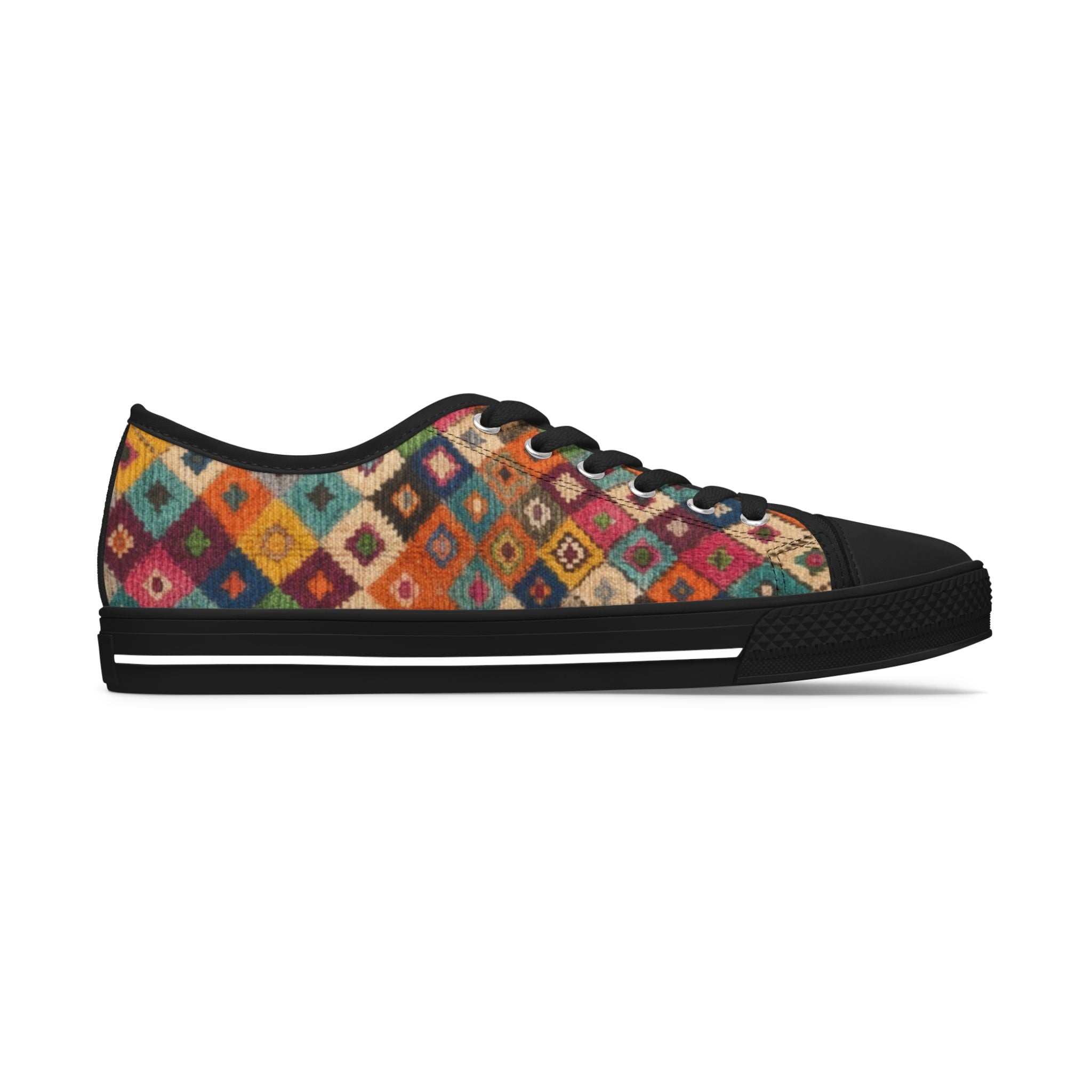 Colorful Kilim Pattern Women's Low Top Sneakers | Boho Moroccan Berber Print