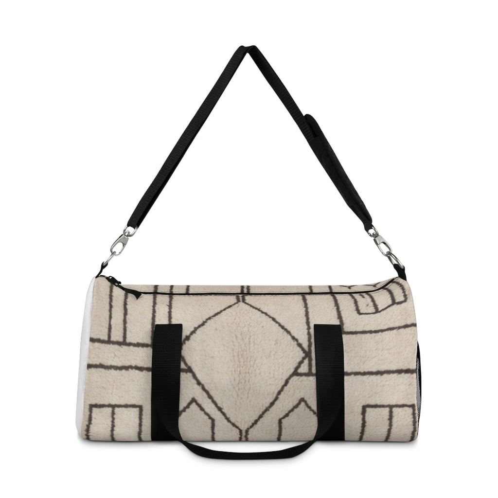 Neutral Geometric Pattern Duffel Bag | Minimalist Travel Tote