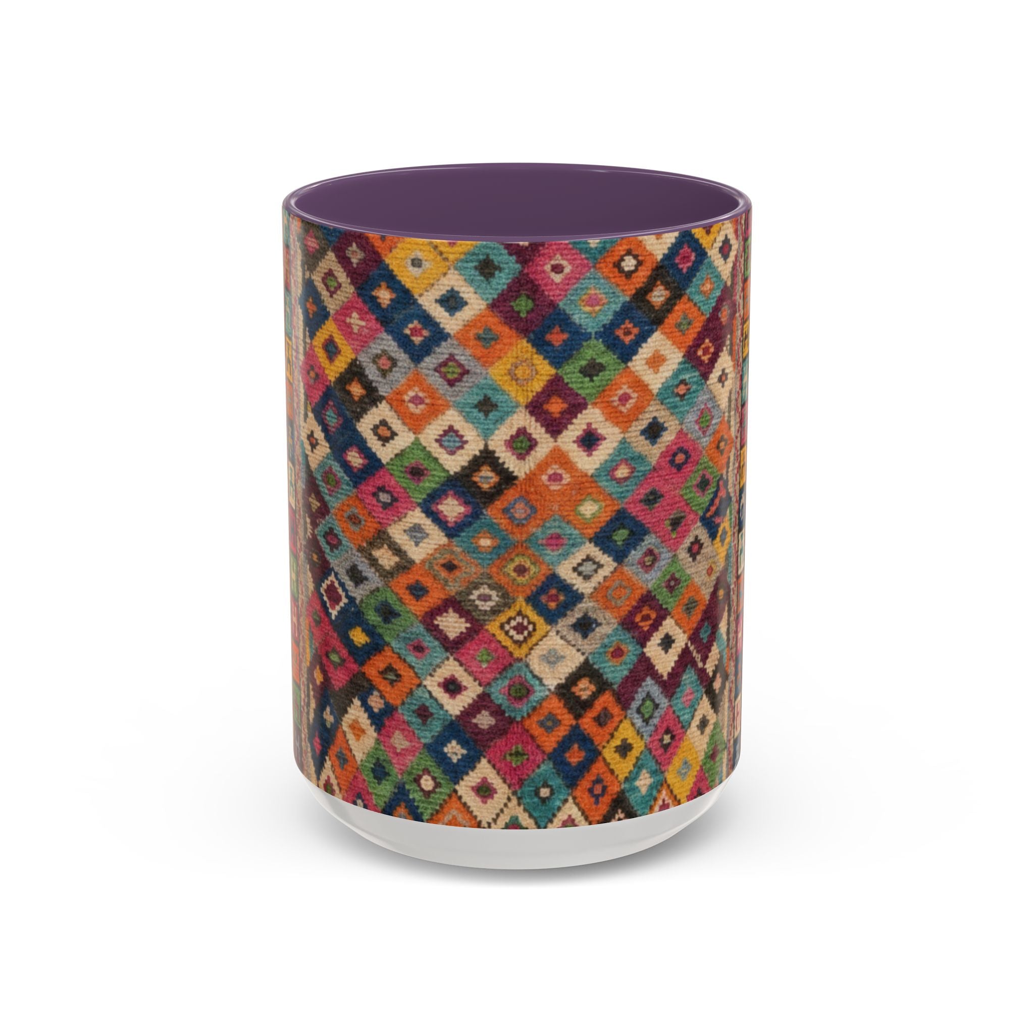 Colorful Kilim Diamond Pattern Mug | Accent Coffee Mug 11oz 15oz