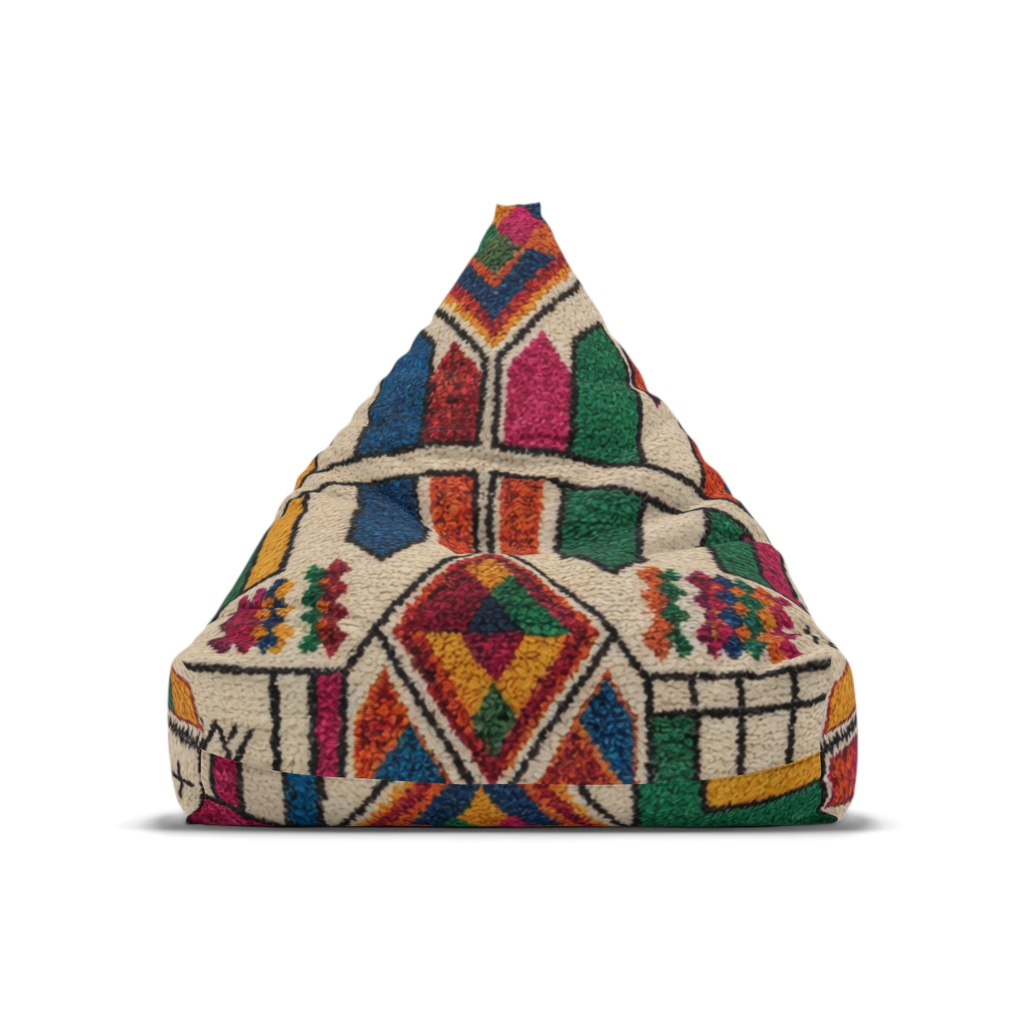 Colorful Moroccan Pouf Bean Bag Chair Cover | Boho Tribal Home Decor