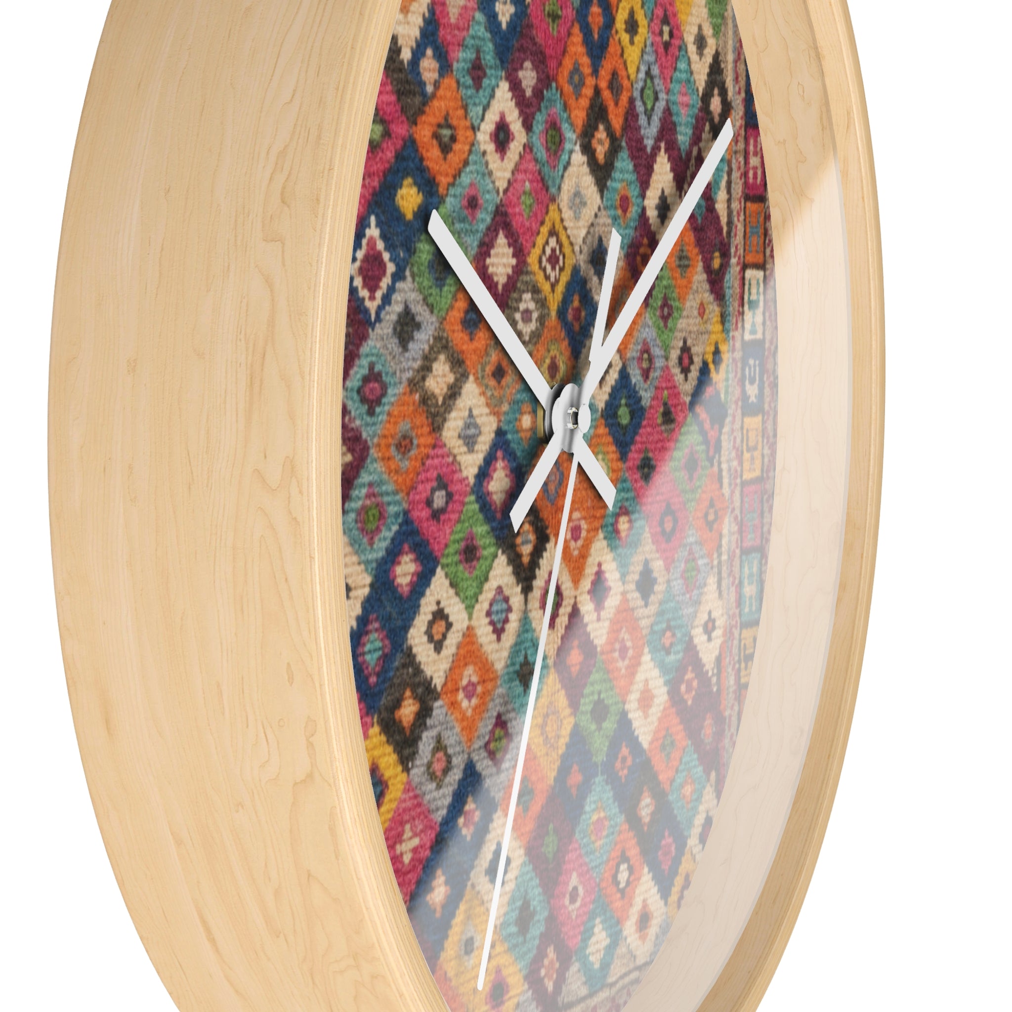 Colorful Kilim Pattern Wall Clock | Geometric Boho Decor