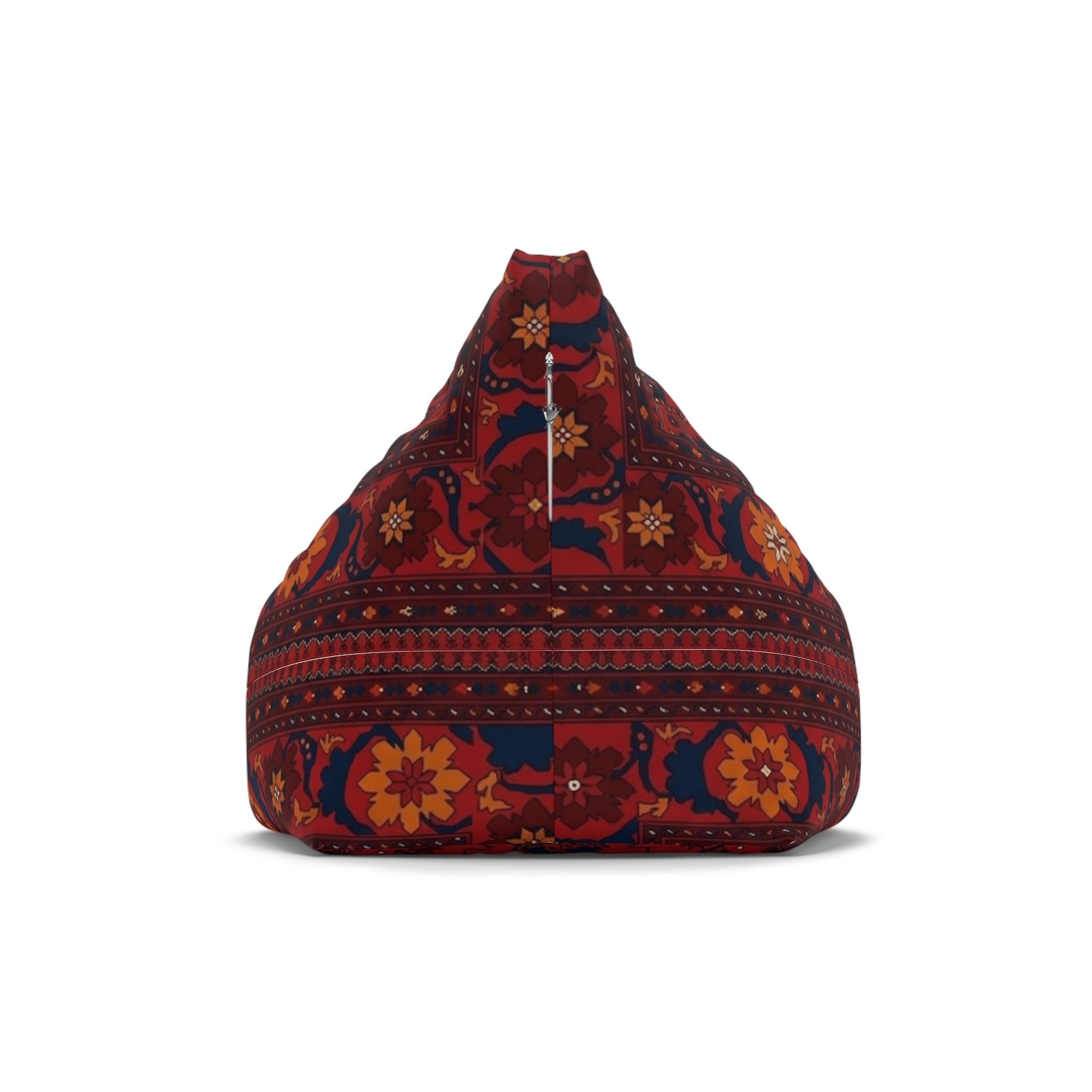 Red Persian Pattern Bean Bag, Boho Kilim Floor Pouf Cover