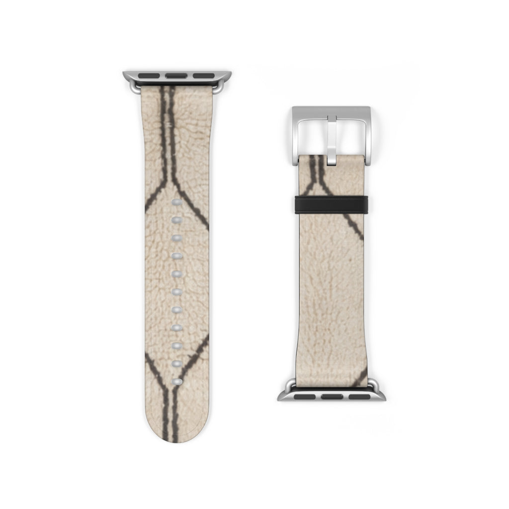 Beige Geometric Moroccan Pattern Watch Band | Neutral Minimalist Leather Look