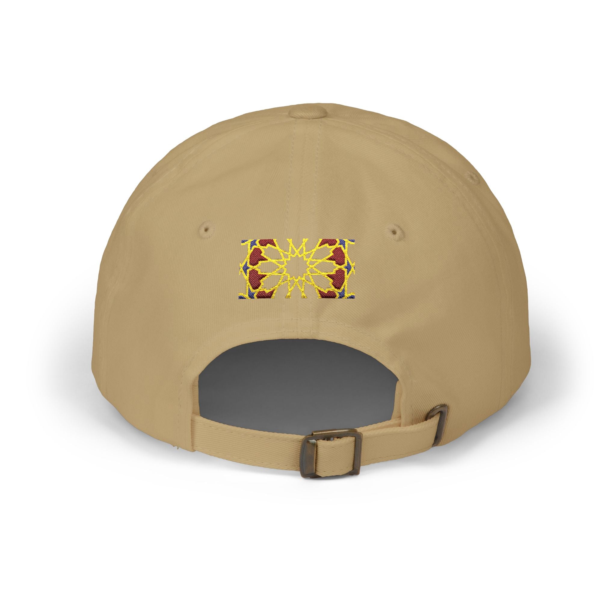 Floral Moroccan Mosaic Embroidered Dad Cap | White Cotton Baseball Hat