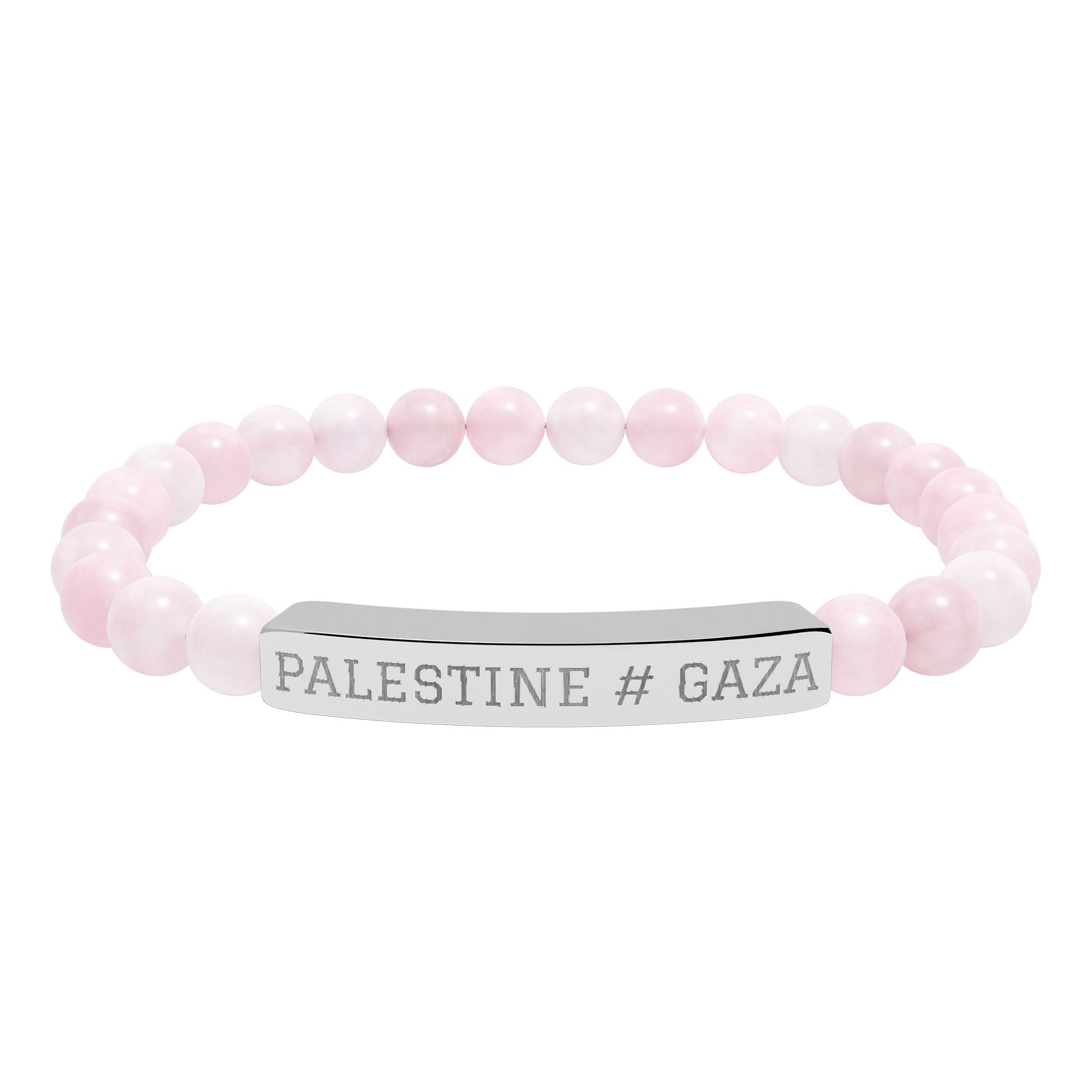 Palestine Engraved Bar Bracelet Natural Stone Stretch Bracelet | Beaded ID Bracelet