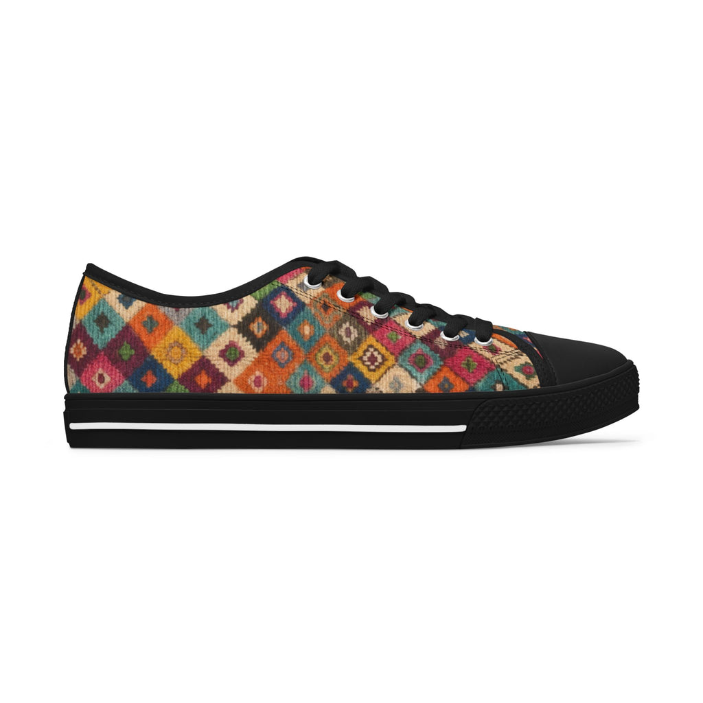 Colorful Kilim Pattern Women's Low Top Sneakers | Boho Moroccan Berber Print