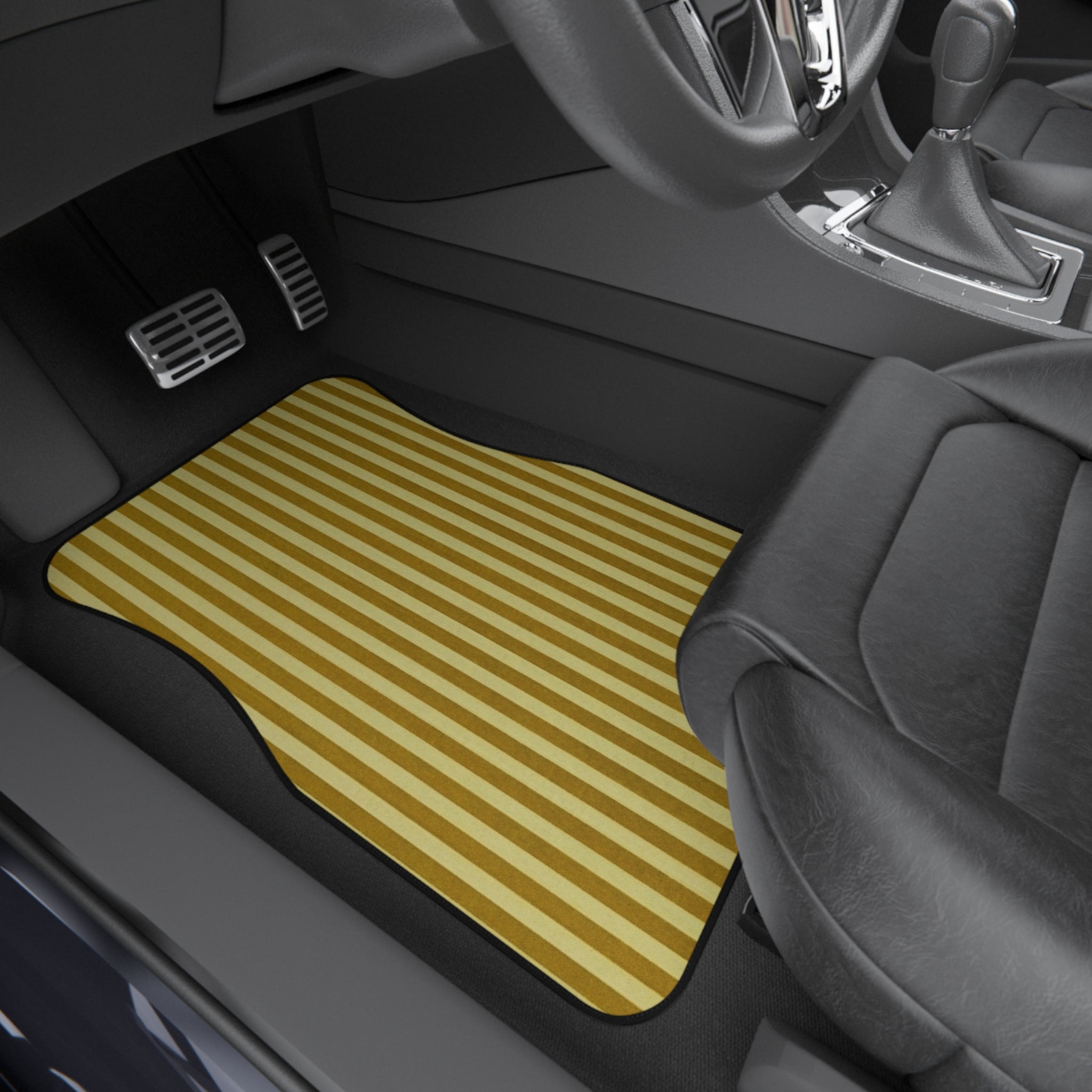 Yellow Stripe Car Floor Mats, Car Interiors Decoration | Gifts for Drivers