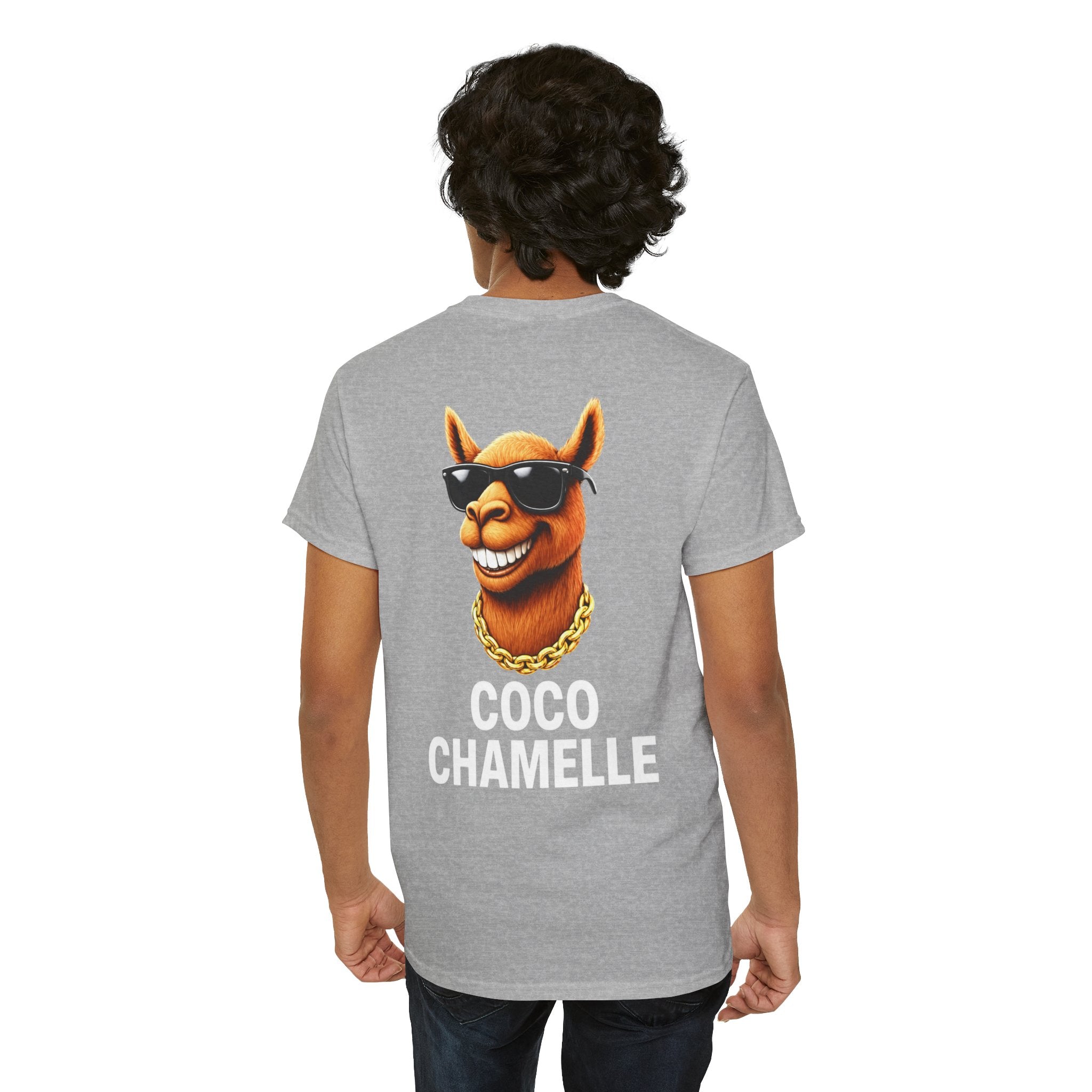 Coco Chamelle Tee Shirt - Cool Camel with Sunglasses & Gold Chain