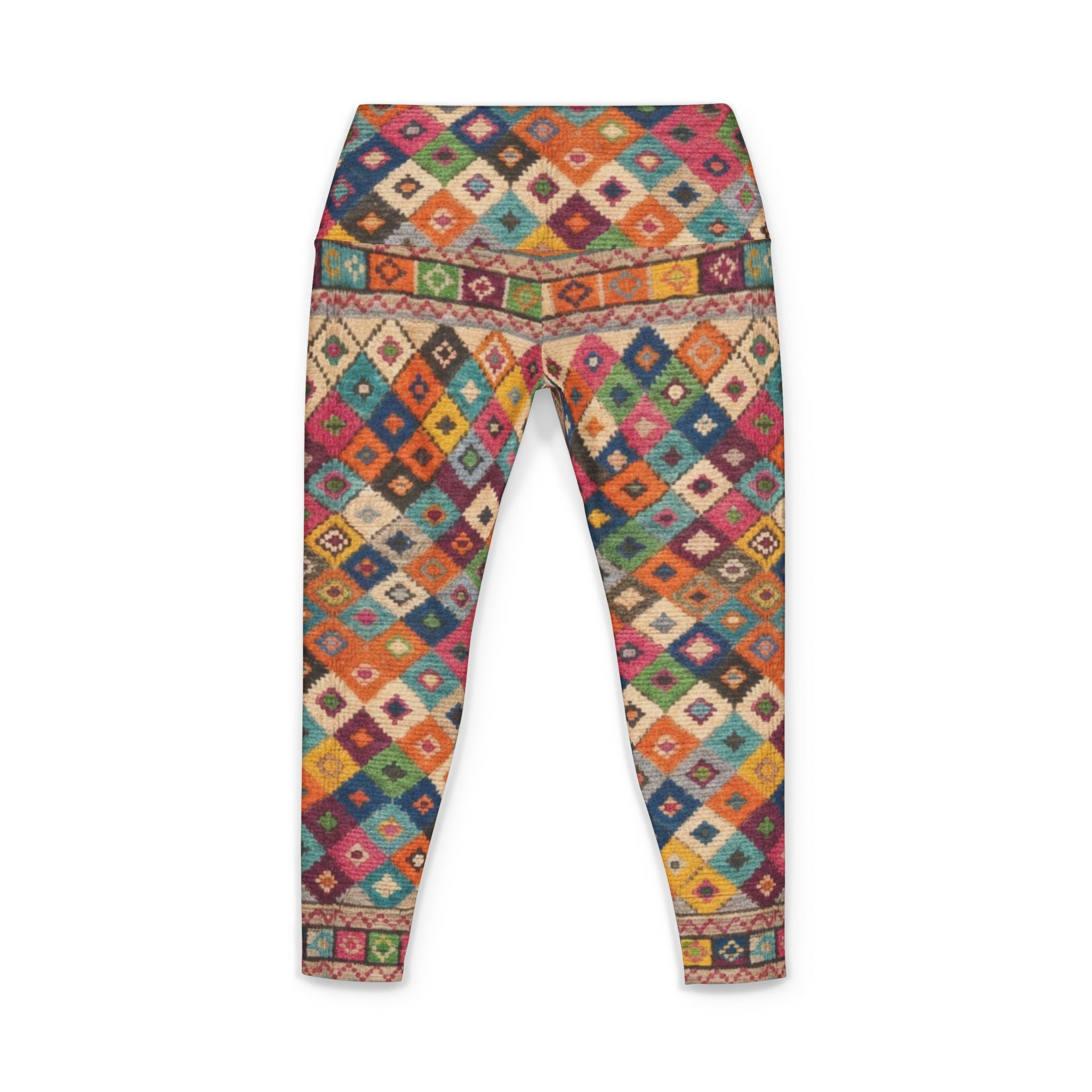 Colorful Aztec Diamond Pattern Yoga Pants | Geometric Leggings