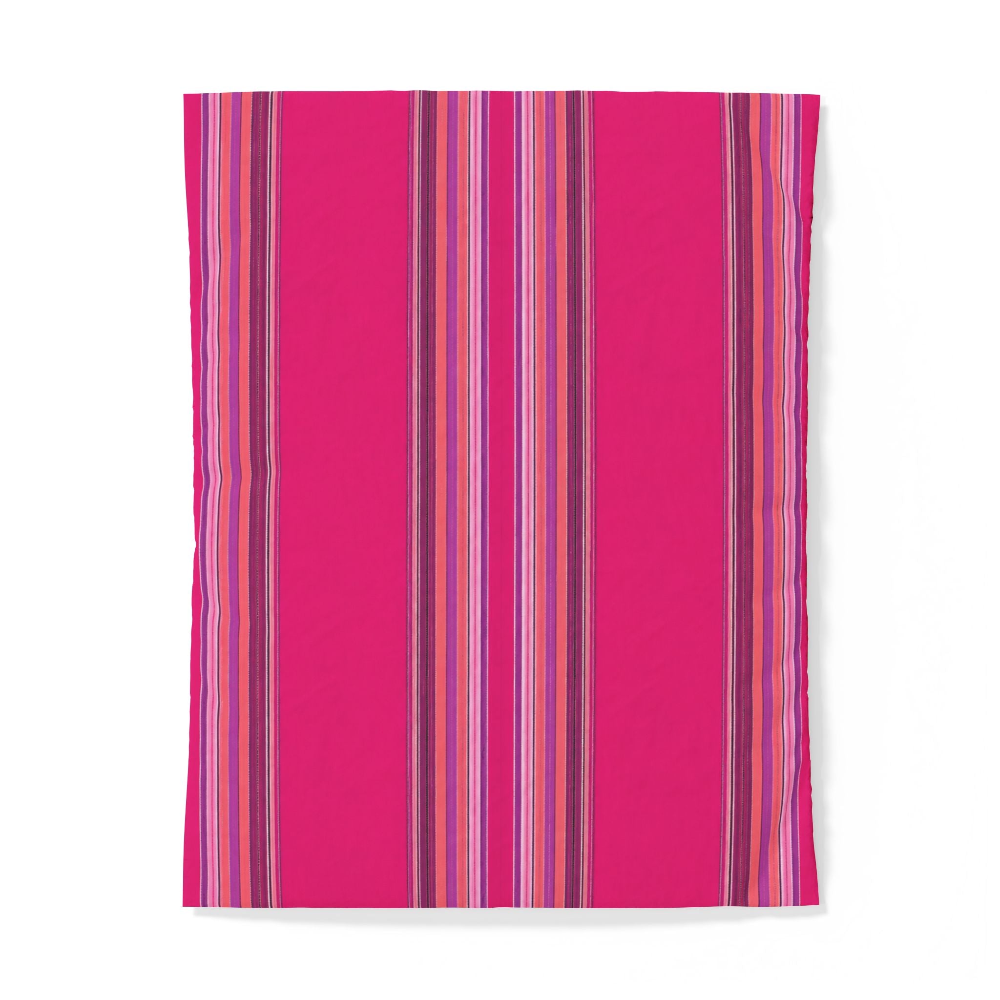 Pink Striped Cotton Duvet Cover | Bright Vertical Stripe Bedding