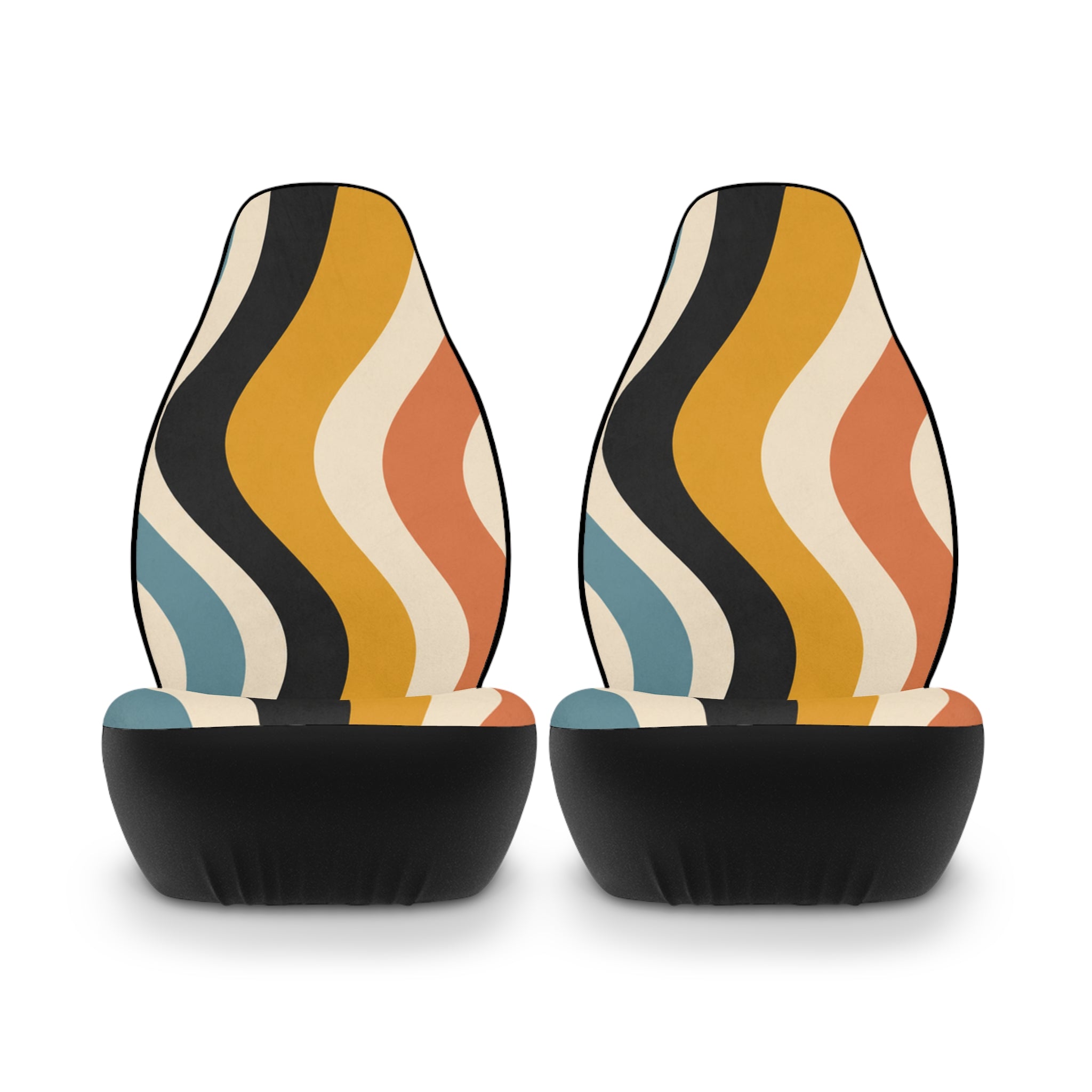 Retro Wavy Stripes Car Seat Covers | Abstract 70s Pattern