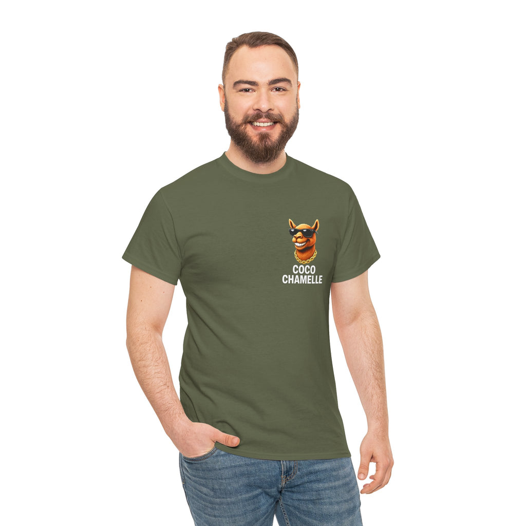 Coco Chamelle Tee Shirt - Cool Camel with Sunglasses & Gold Chain