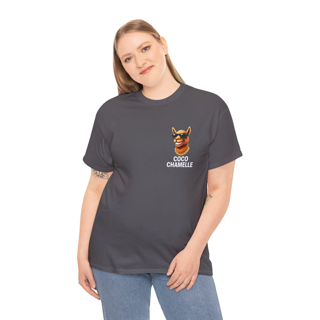 Coco Chamelle Tee Shirt - Cool Camel with Sunglasses & Gold Chain