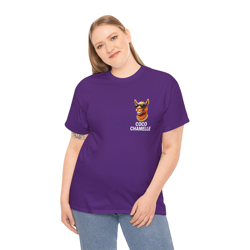Coco Chamelle Tee Shirt - Cool Camel with Sunglasses & Gold Chain