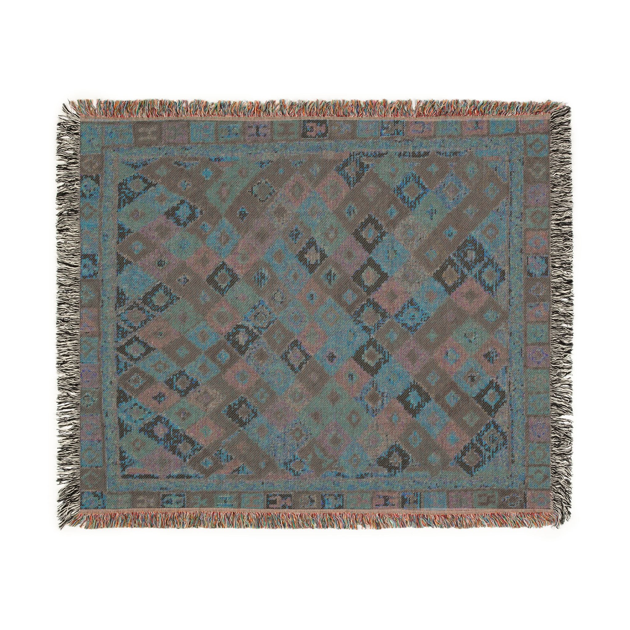 Bohemian Kilim Pattern Woven Blanket | Southwestern Geometric Throw