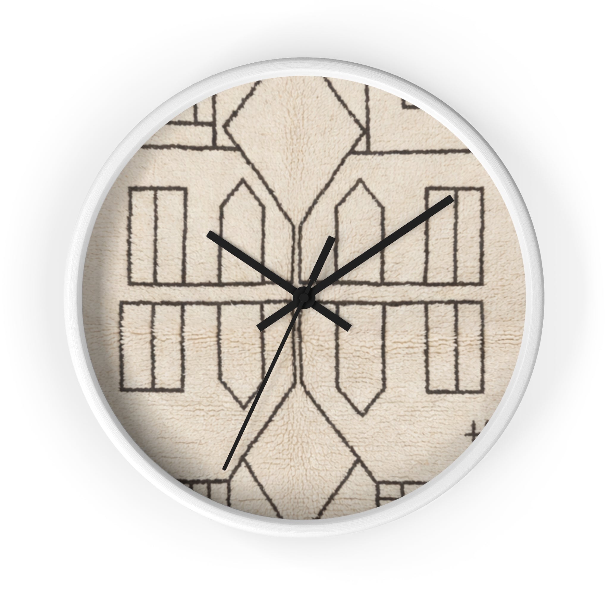 Geometric Line Moroccan Pattern Wall Clock | Neutral Modern Home Decor