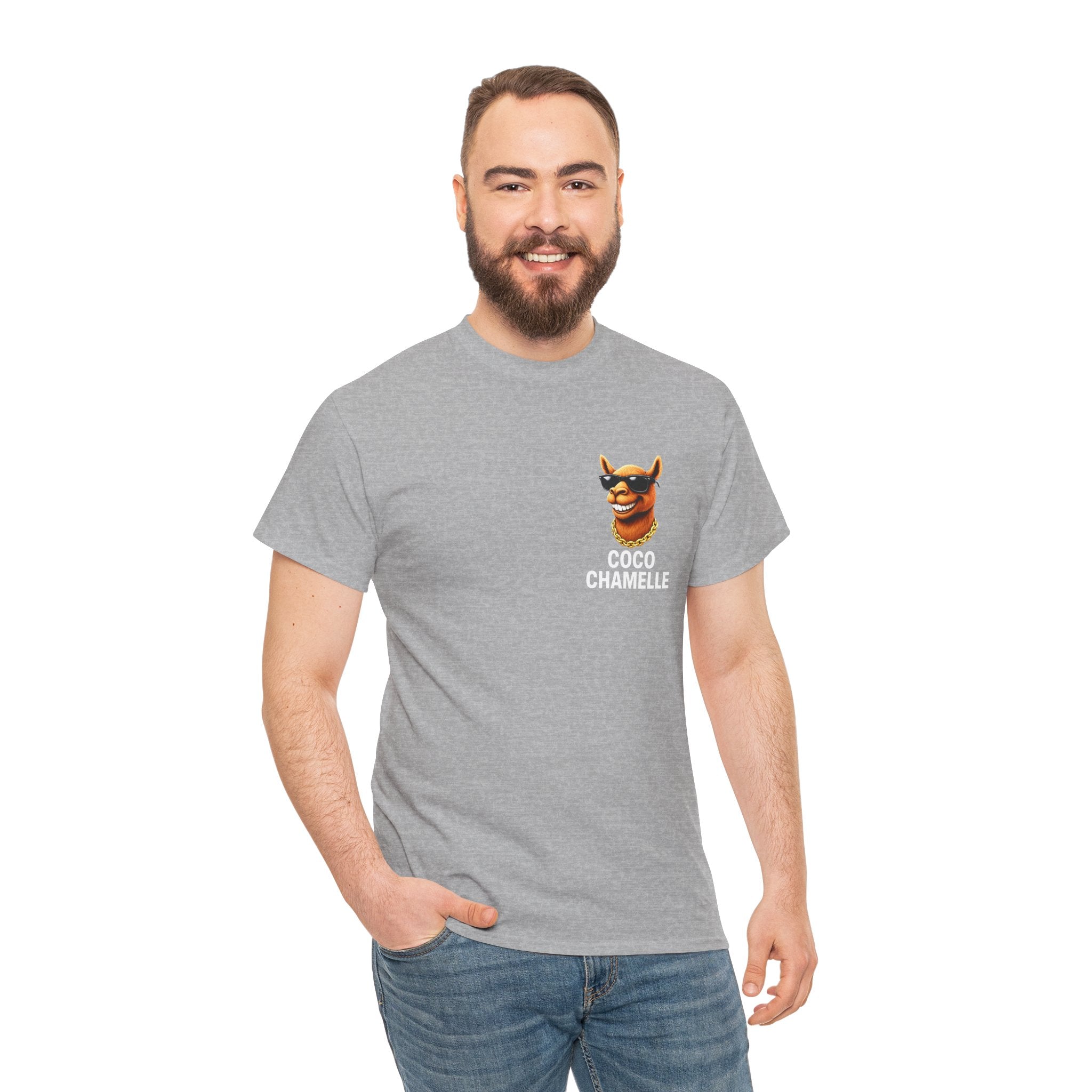 Coco Chamelle Tee Shirt - Cool Camel with Sunglasses & Gold Chain