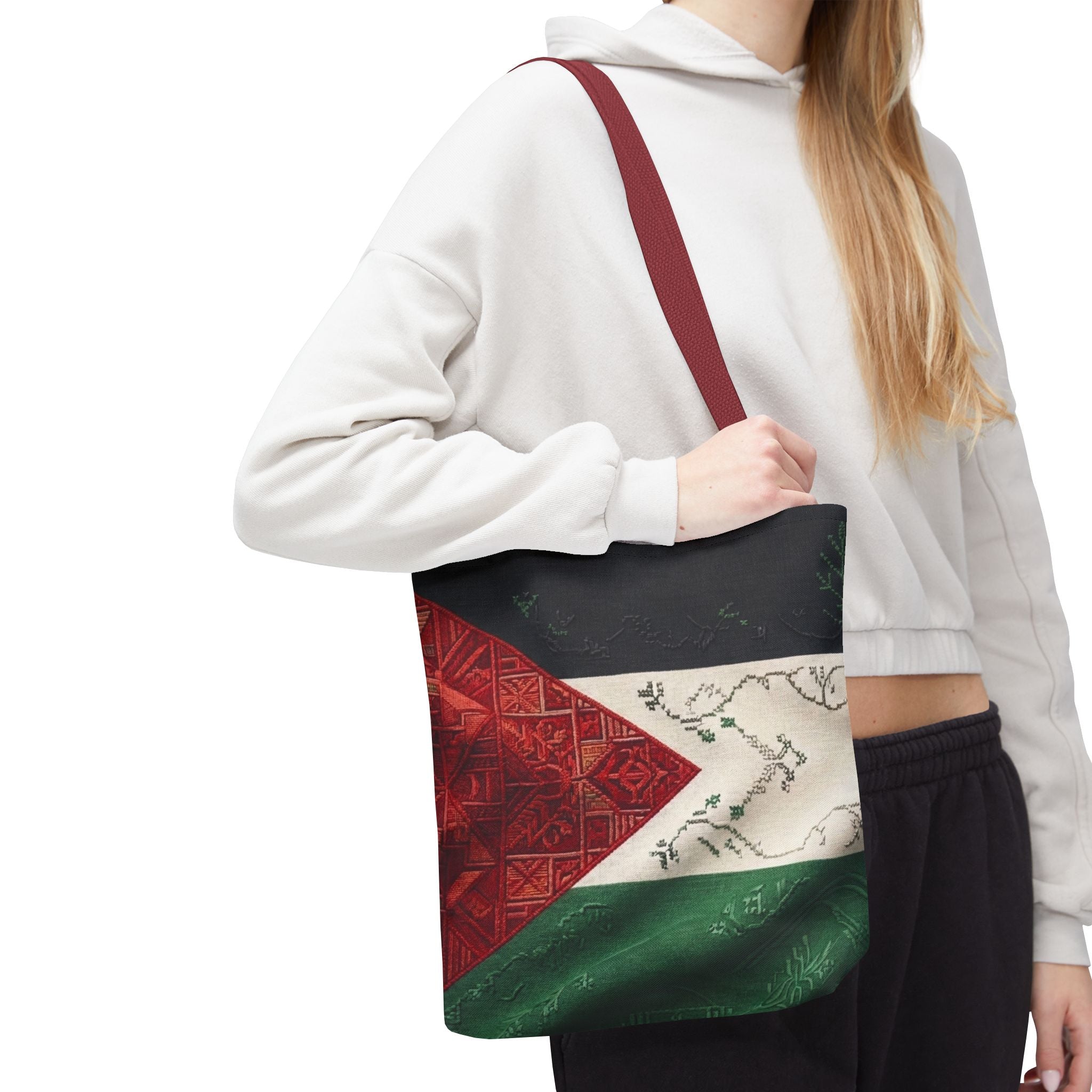Palestine Flag Pattern Tote Bag | AOP Palestinian Textile Design