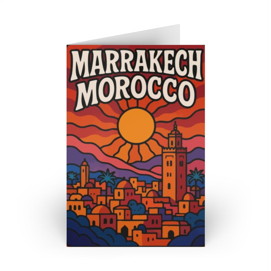Marrakech Morocco Sunset Illustration postcard | Travel Postcard Style