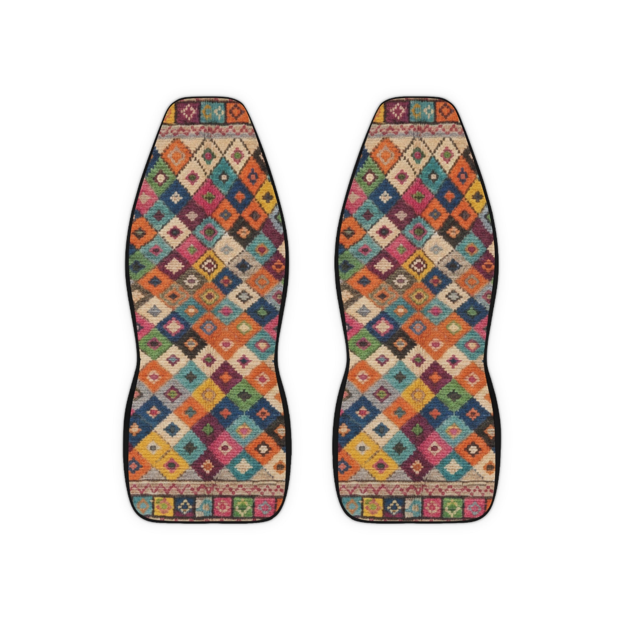 Boho Diamond Kilim Pattern Car Seat Covers | Colorful Tribal Front Seat Covers