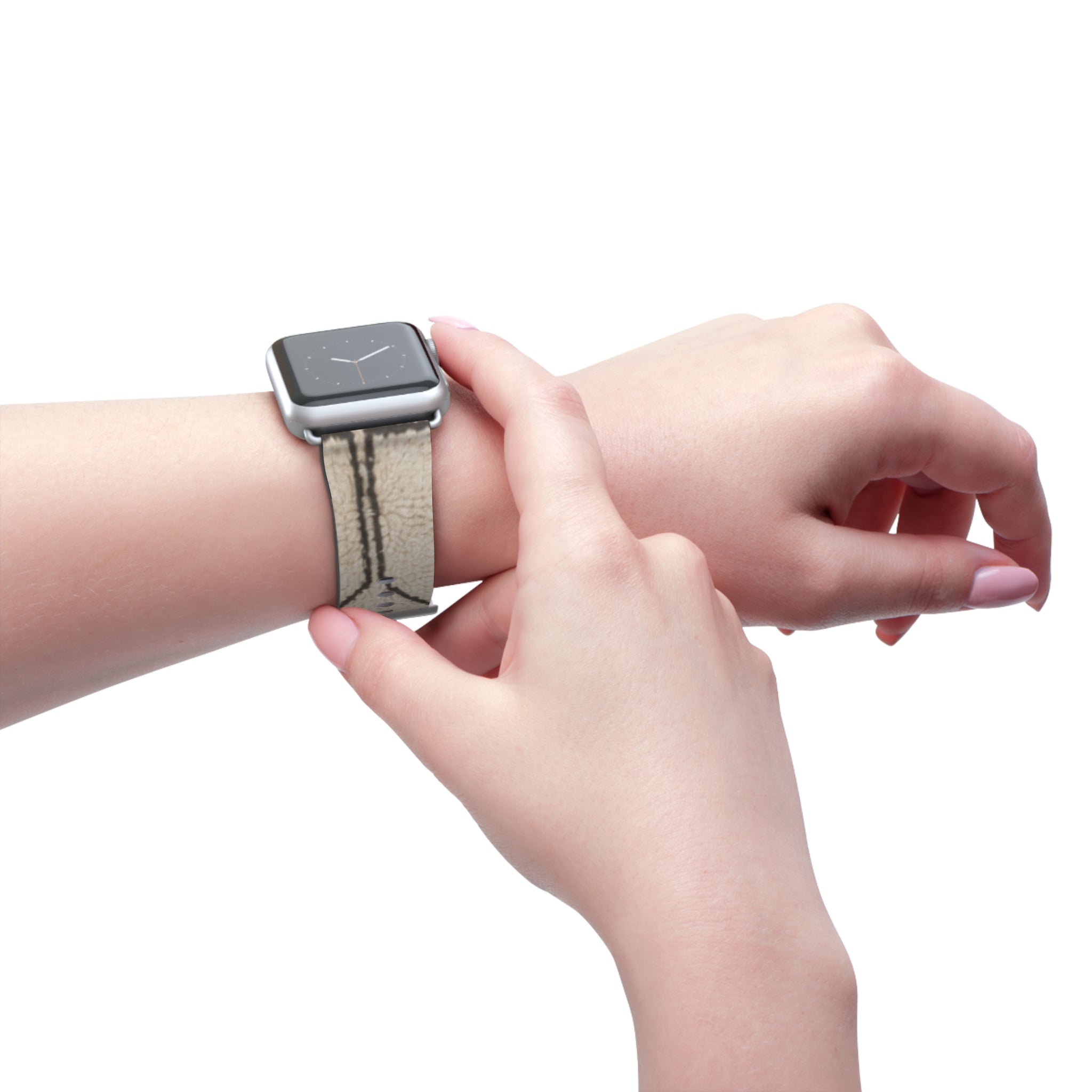 Beige Geometric Moroccan Pattern Watch Band | Neutral Minimalist Leather Look