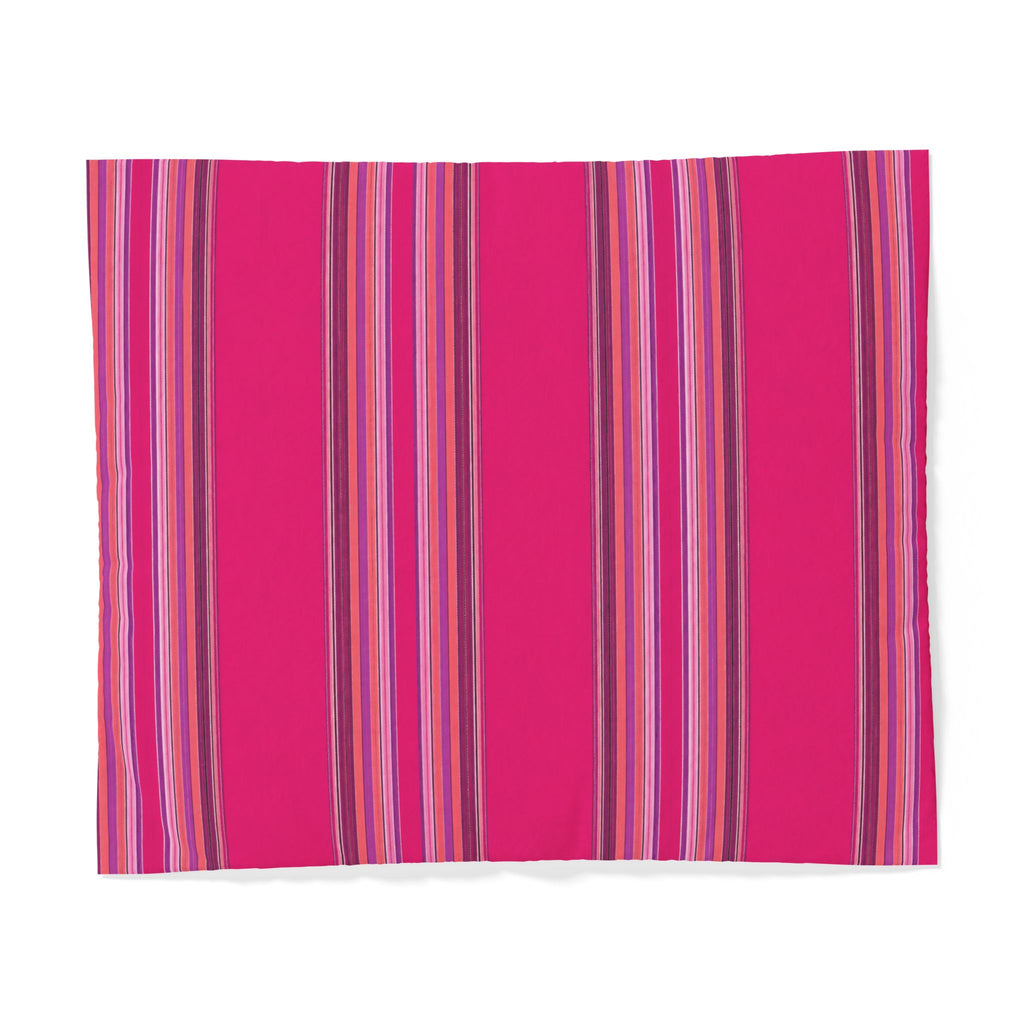 Pink Striped Cotton Duvet Cover | Bright Vertical Stripe Bedding