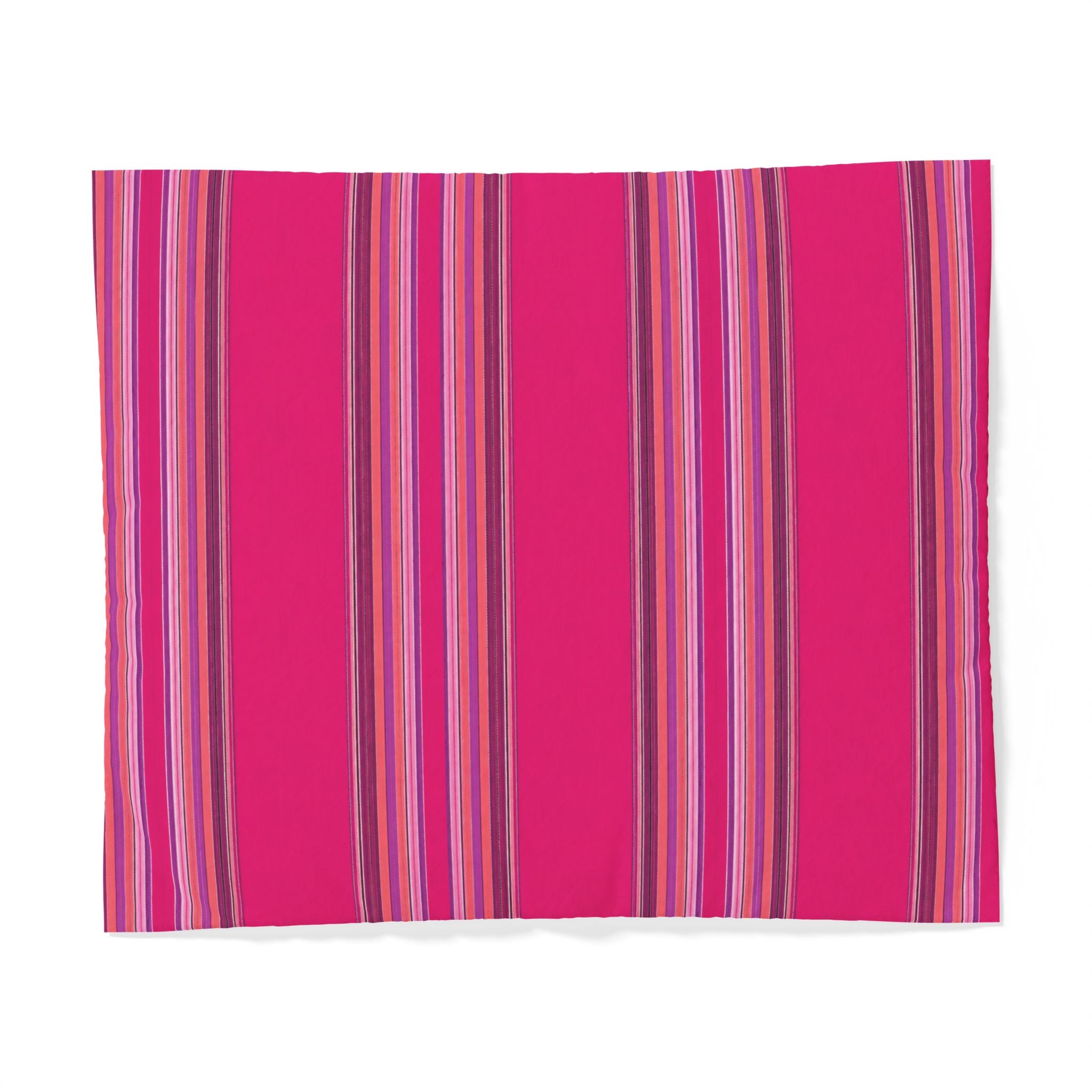 Pink Striped Cotton Duvet Cover | Bright Vertical Stripe Bedding