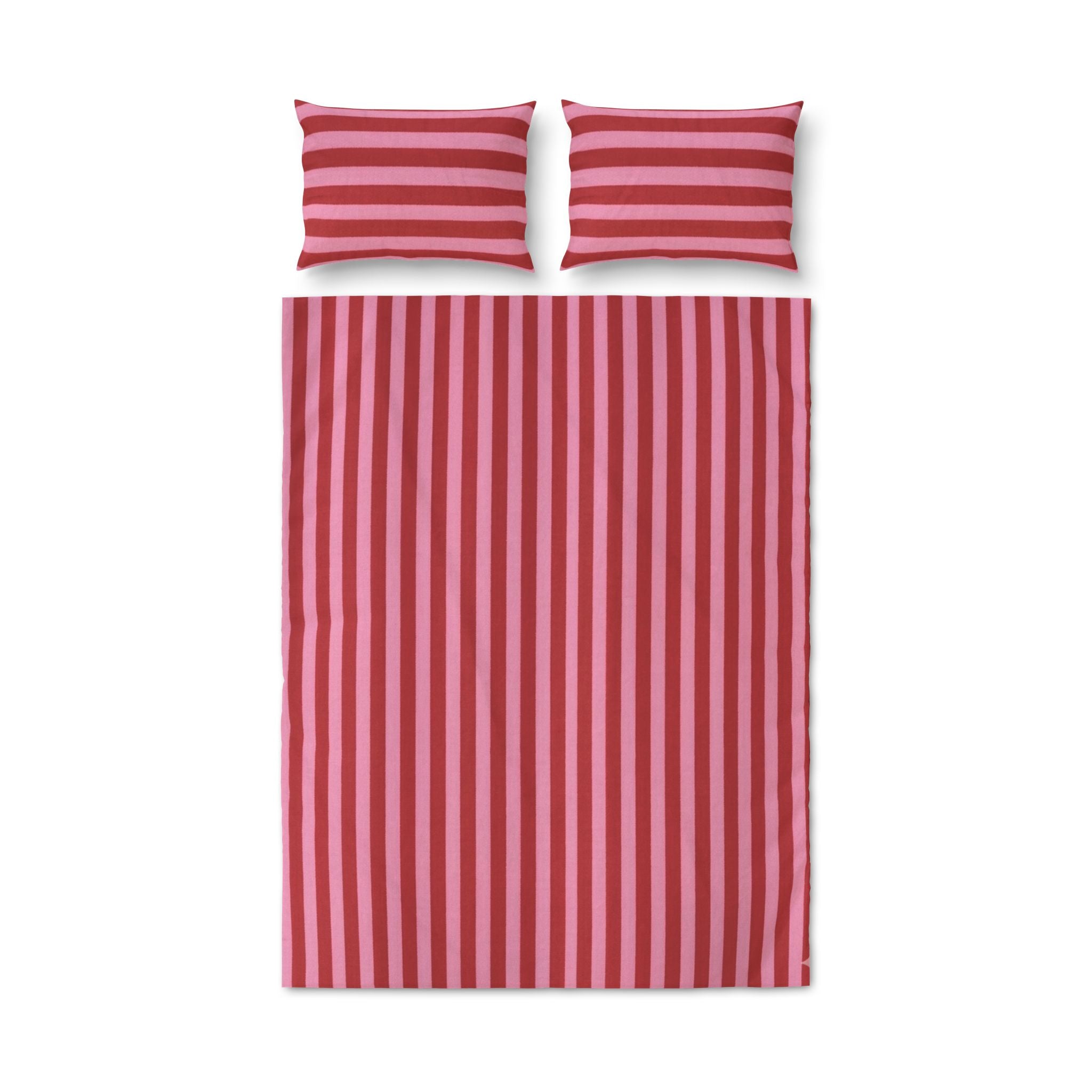 Red and Pink Vertical Stripe Quilt Cover Set