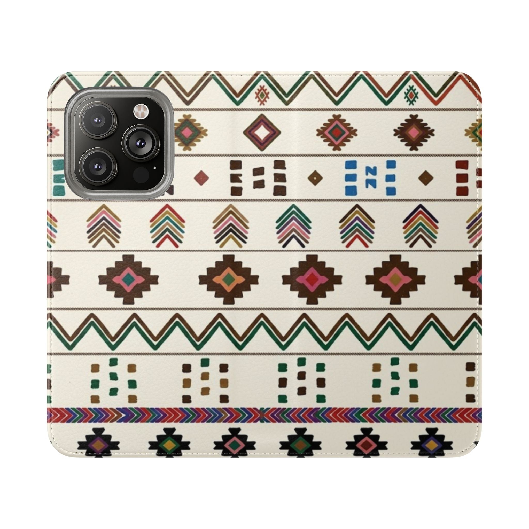 Southwestern Aztec Pattern Flip Case | Tribal Phone Wallet, Card Slots