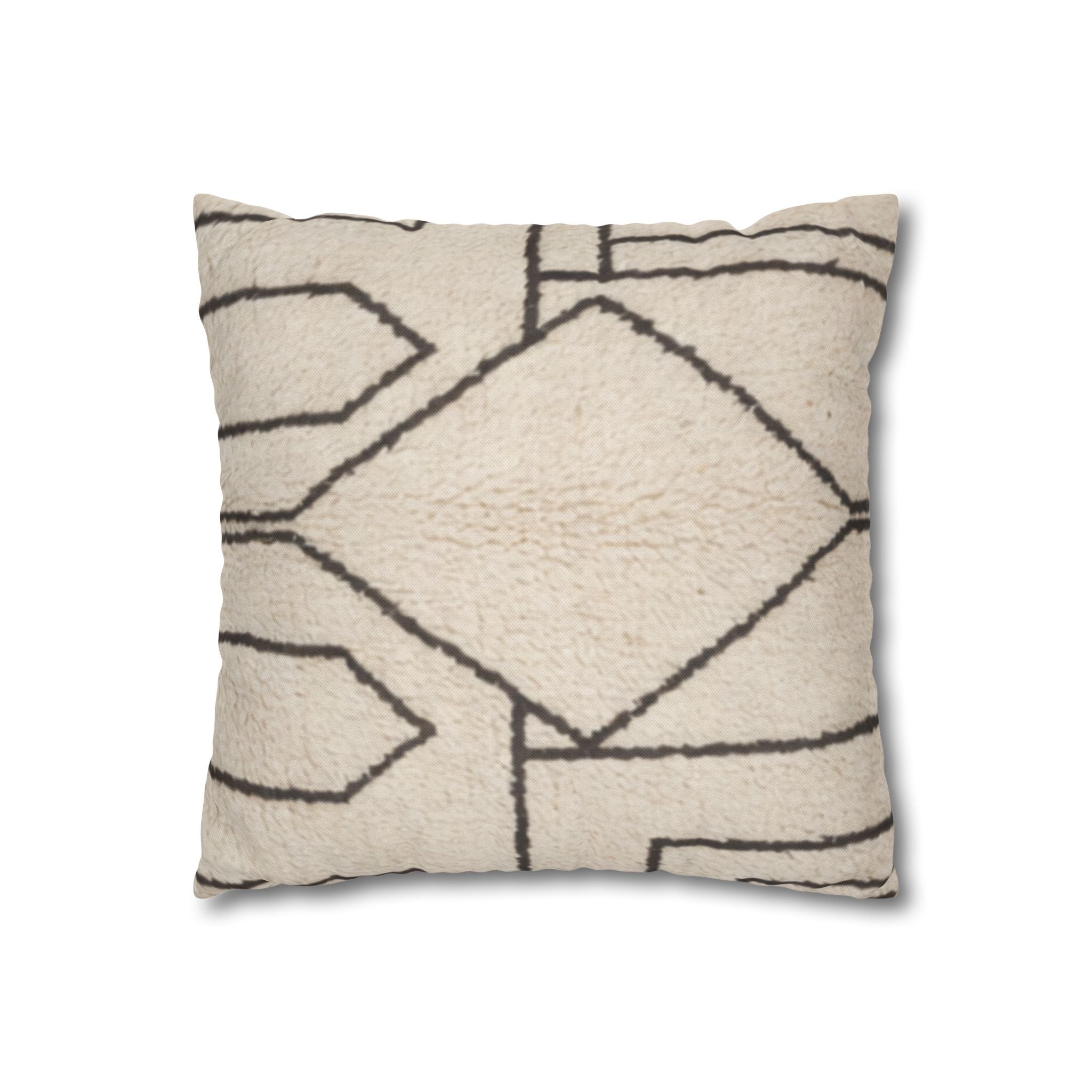 Neutral Tribal Geometric Pillowcase Spun Polyester Square Pillowcase | Boho Accent