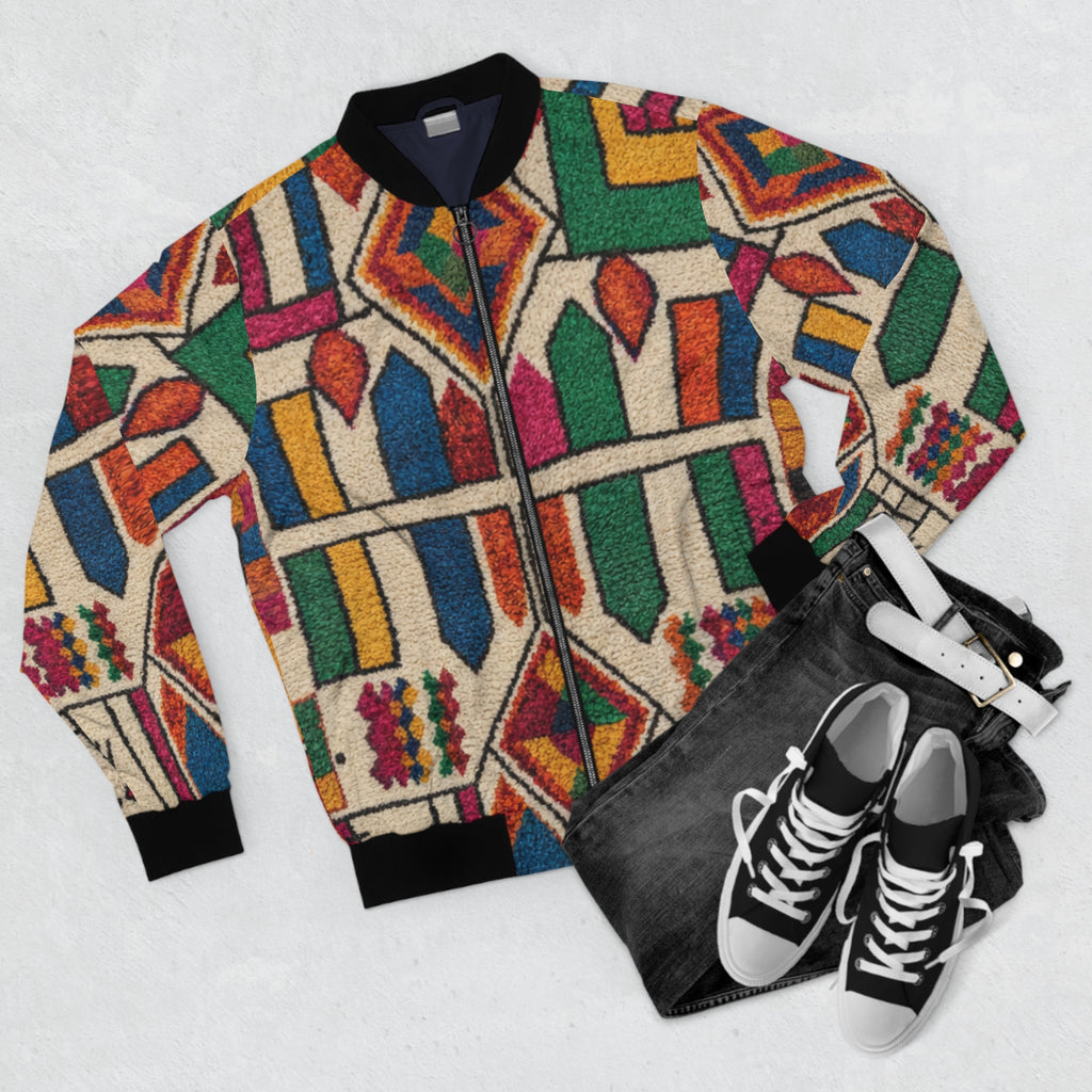 Colorful Geometric Pattern Bomber Jacket | All-Over Print