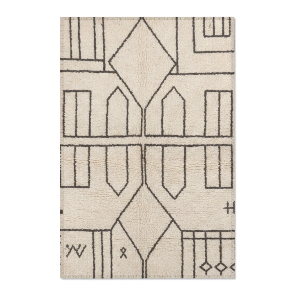 Geometric Moroccan Tile Area Rug | Neutral Boho Floor Decor