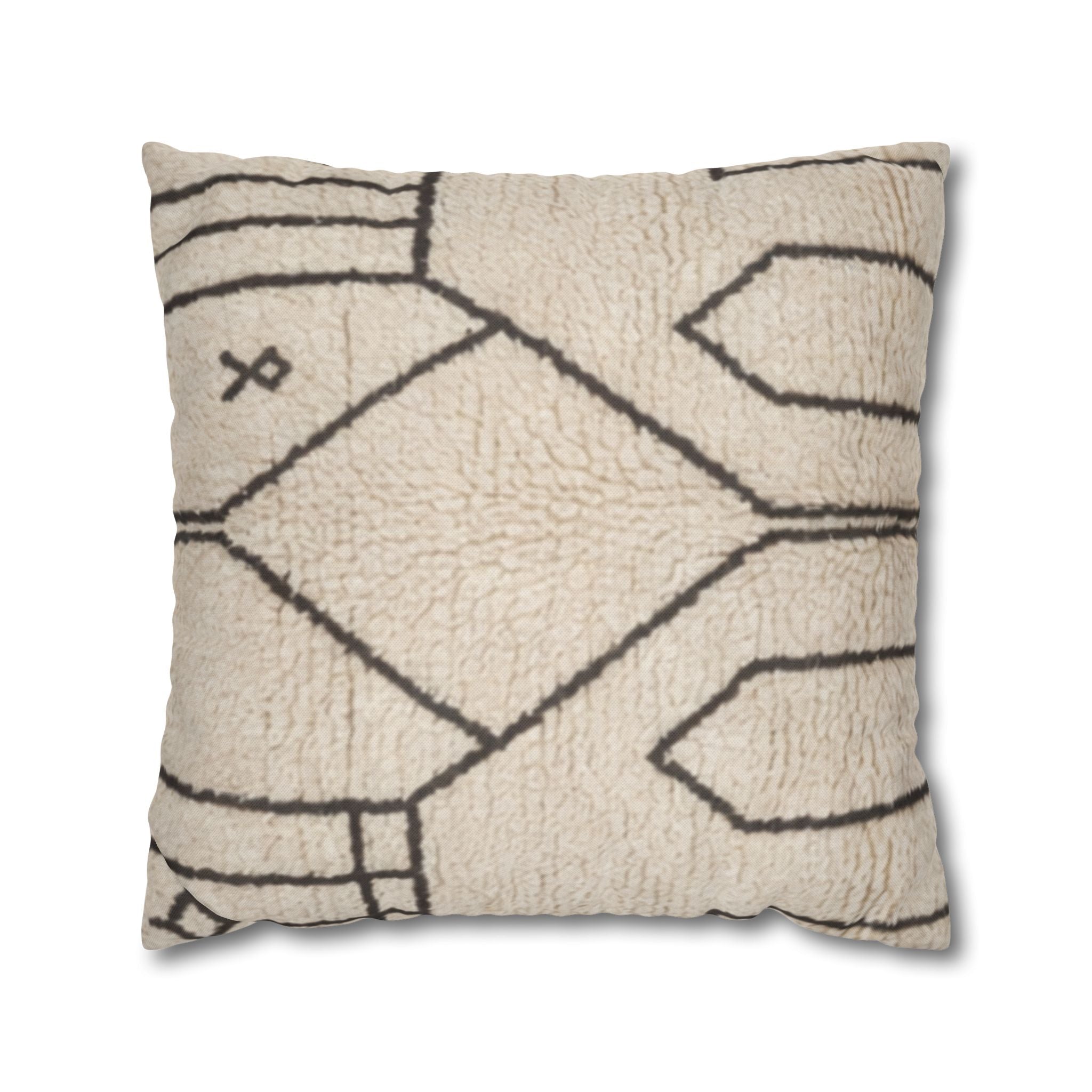 Neutral Tribal Geometric Pillowcase Spun Polyester Square Pillowcase | Boho Accent