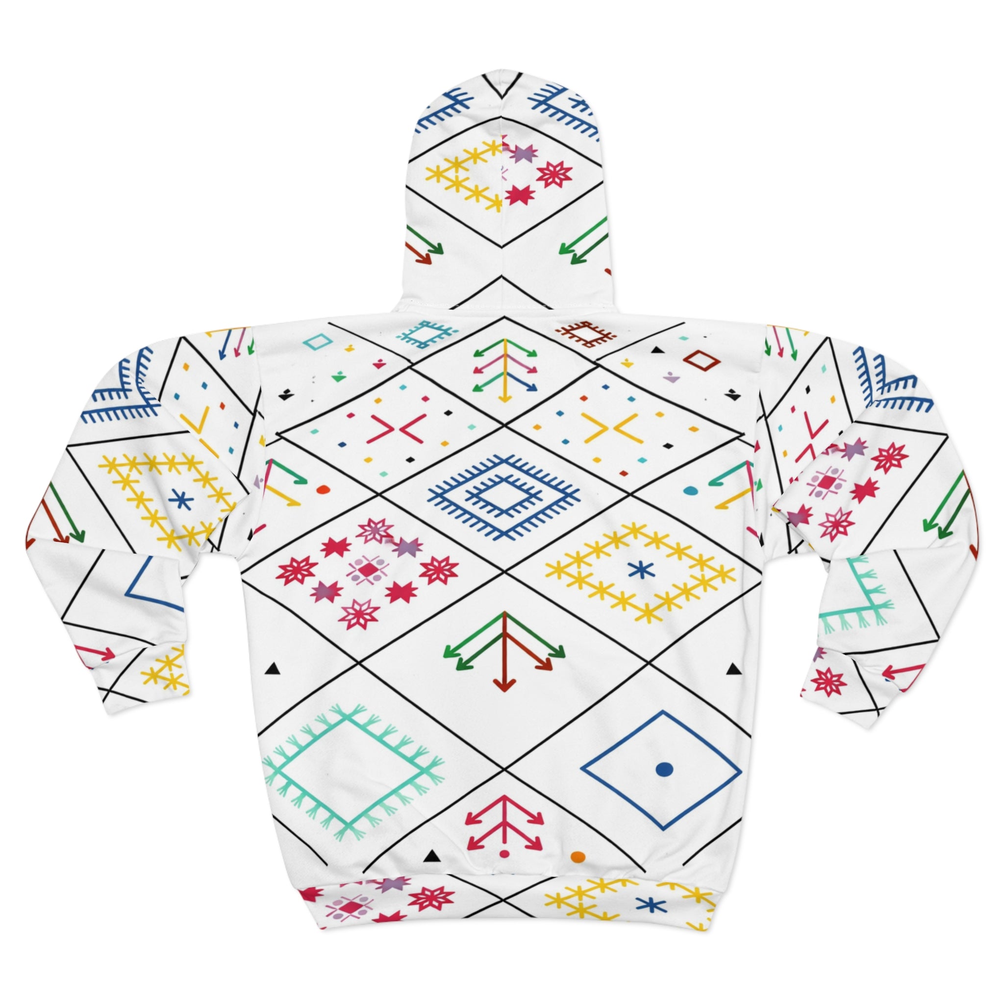 Colorful Geometric Folk Pattern Zip Hoodie | All-Over Print