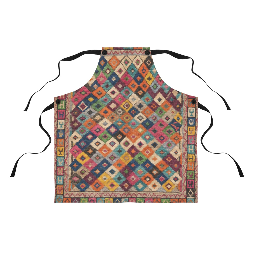 Colorful Kilim Diamond Pattern Apron | Boho Geometric Kitchen Apron