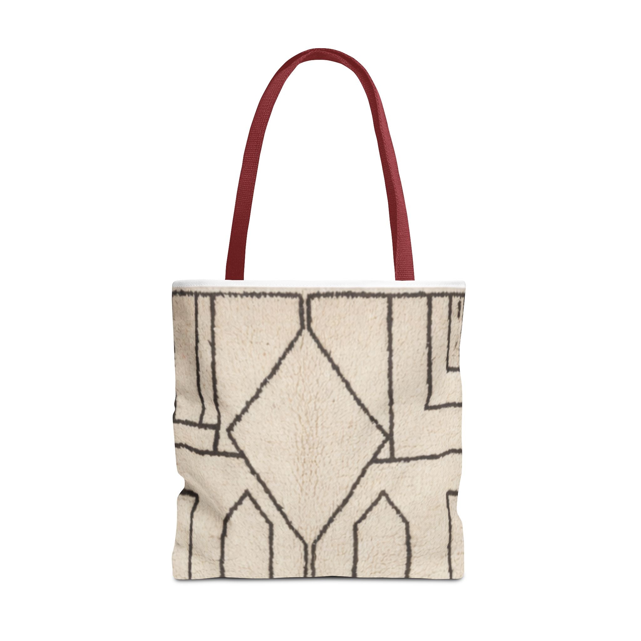 Neutral Geometric Diamond Pattern Tote Bag | Minimal Line Art