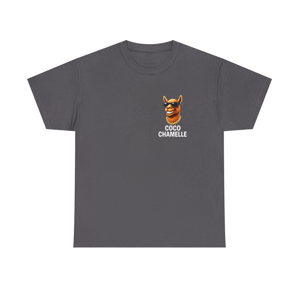 Coco Chamelle Tee Shirt - Cool Camel with Sunglasses & Gold Chain