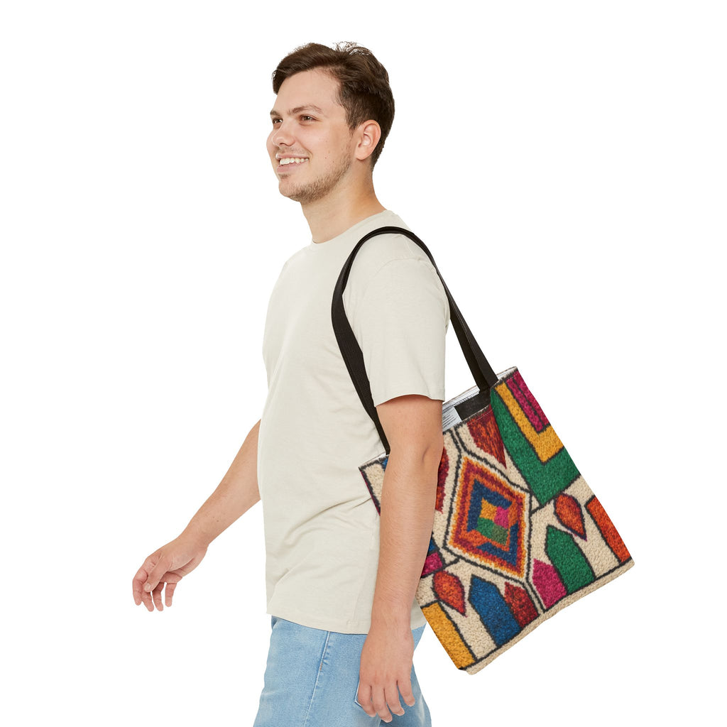 Colorful Geometric Kilim Pattern Tote | Boho Aztec Tribal Bag