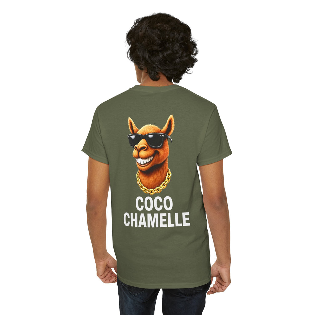 Coco Chamelle Tee Shirt - Cool Camel with Sunglasses & Gold Chain