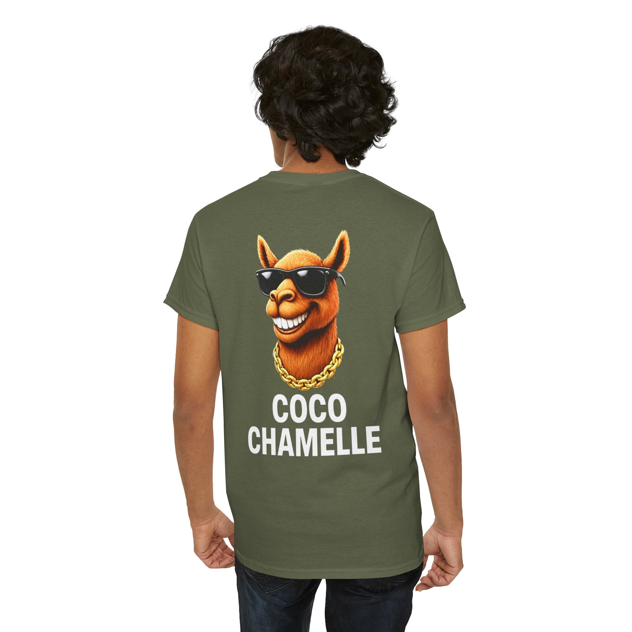 Coco Chamelle Tee Shirt - Cool Camel with Sunglasses & Gold Chain
