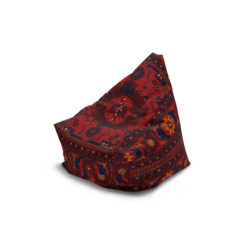 Red Persian Pattern Bean Bag, Boho Kilim Floor Pouf Cover